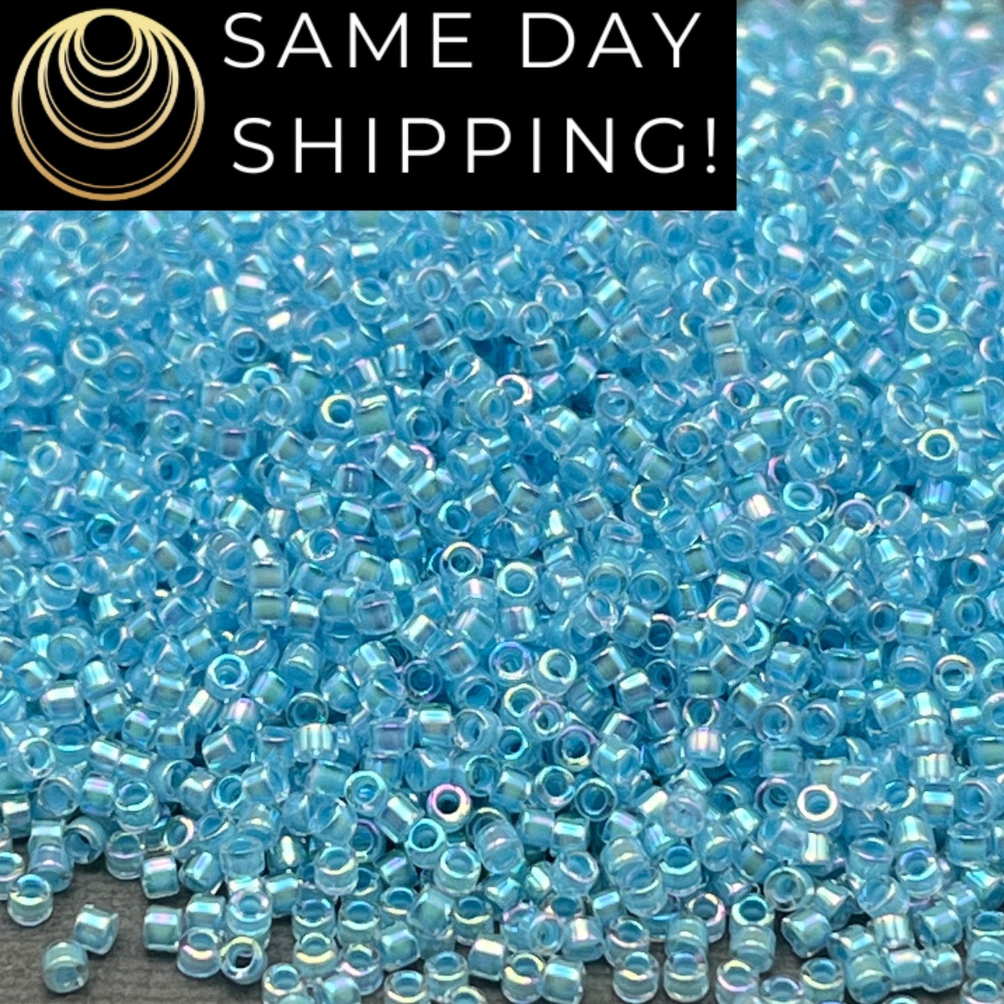 DB057 SAME DAY Shipping! 1-20 Grams Miyuki 11/0 Delica Beads Aqua Lined Crystal AB -Free Container!