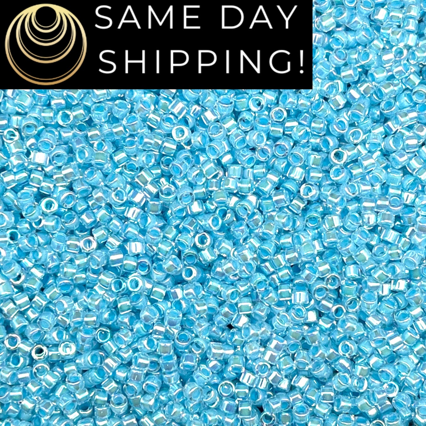 DB057 SAME DAY Shipping! 1-20 Grams Miyuki 11/0 Delica Beads Aqua Lined Crystal AB -Free Container!