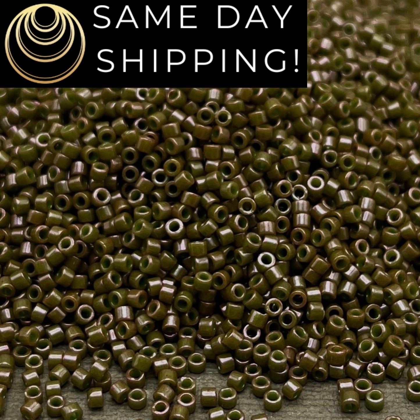 DB657 SAME DAY SHIPPING! 1-20 Grams Miyuki 11/0 Delica Beads Opaque Dyed Olive Army Green Sparkle -Free Container!