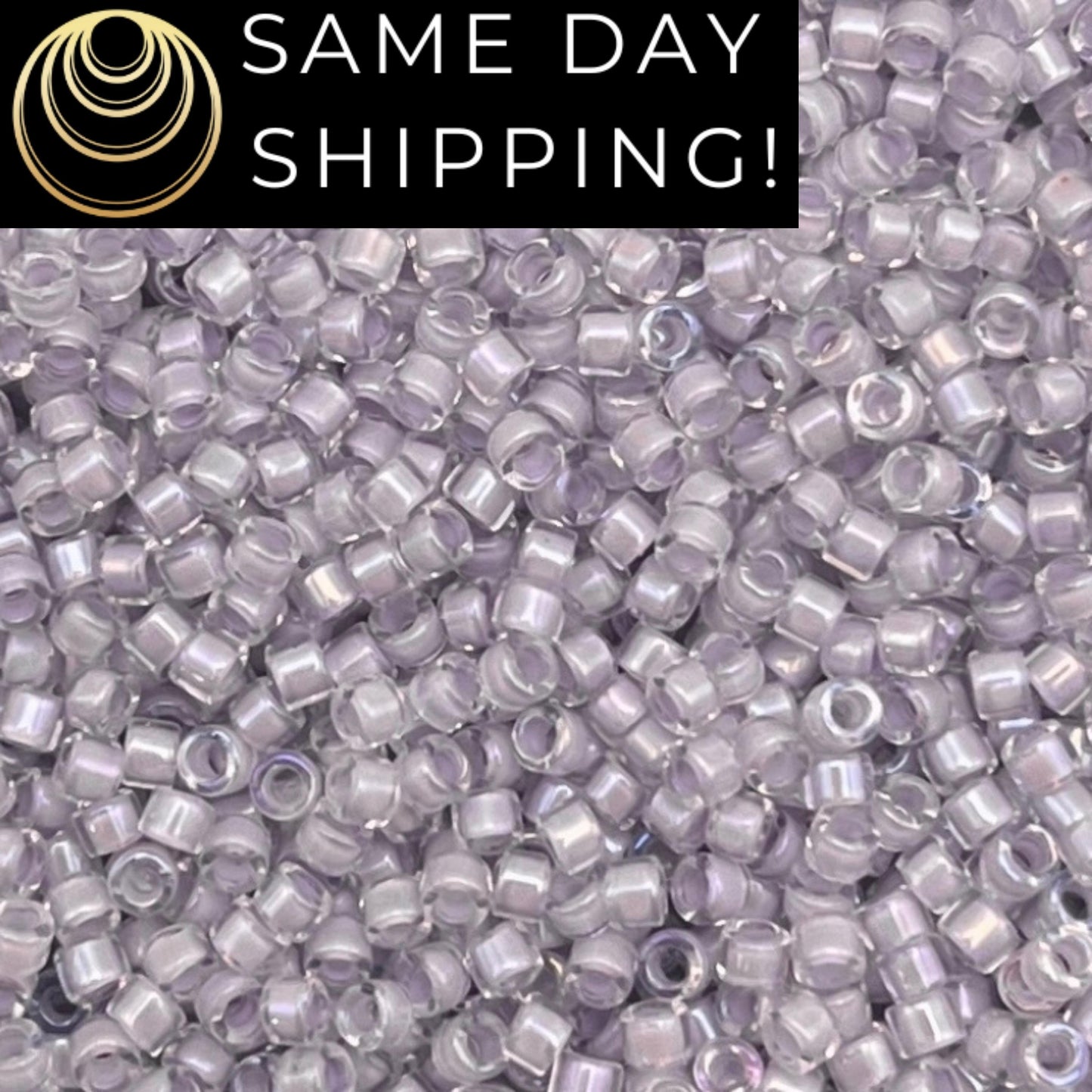 DB080 SAME DAY SHIPPING! 1-20 Grams Miyuki 11/0 Delica Beads Pale Violet Lined Crystal Luster Purple -Free Container!