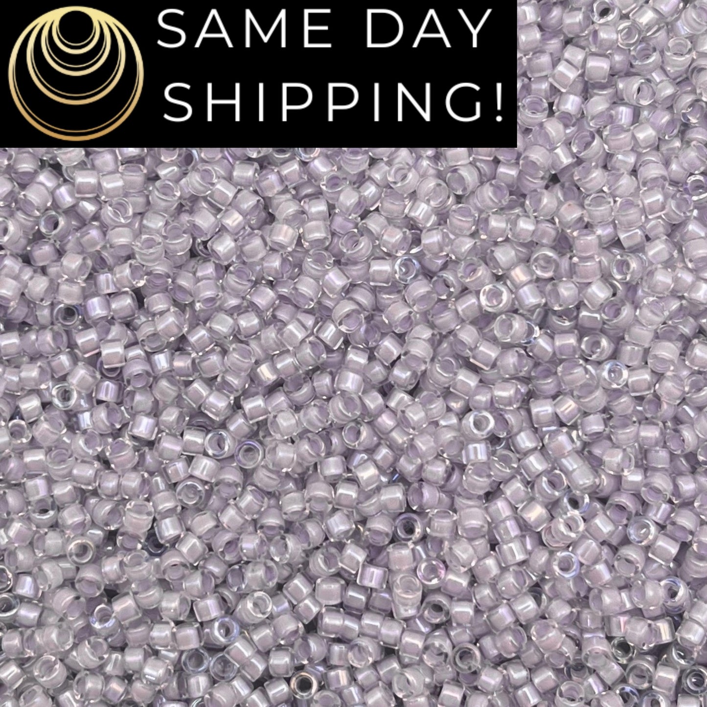 DB080 SAME DAY SHIPPING! 1-20 Grams Miyuki 11/0 Delica Beads Pale Violet Lined Crystal Luster Purple -Free Container!