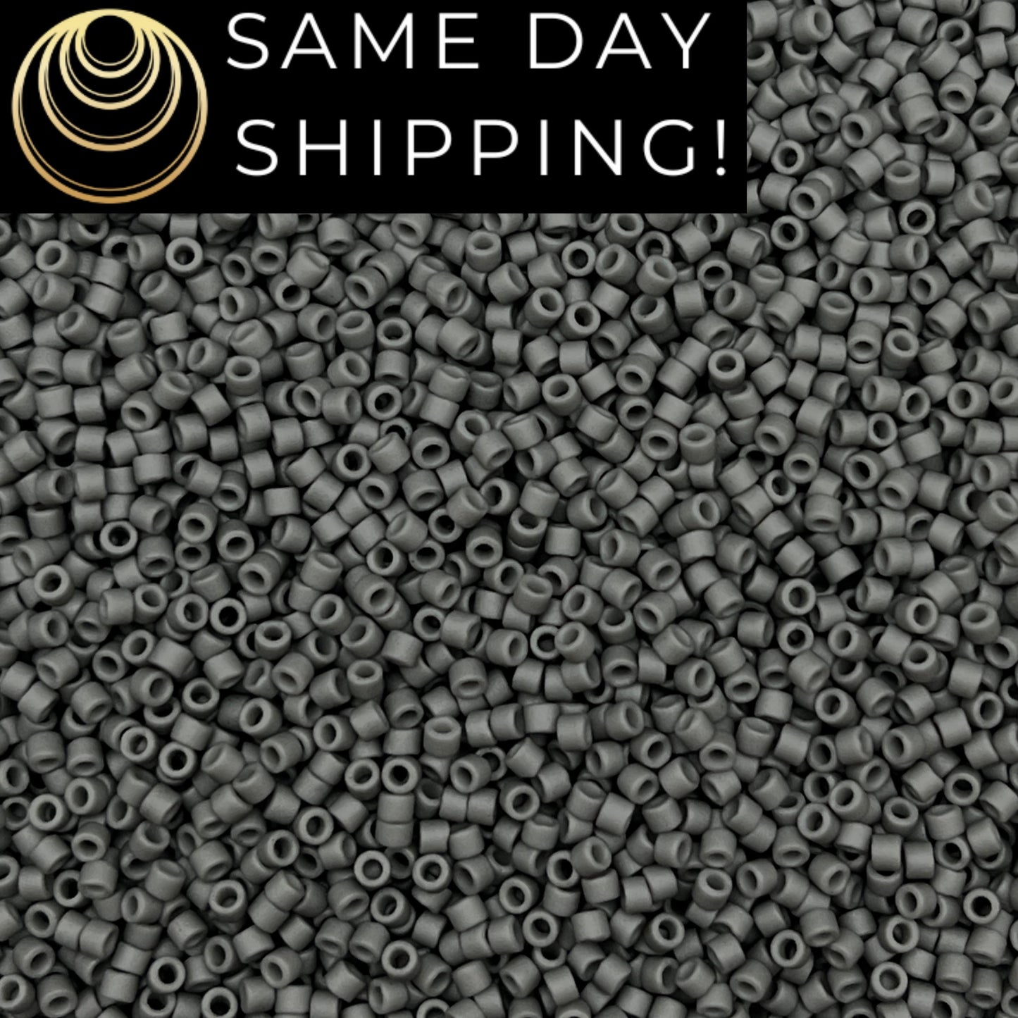 DB2409 SAME DAY SHIPPING! 1-20 Grams Miyuki 11/0 Delica Beads Matte Opaque Charcoal Gray -Free Container!