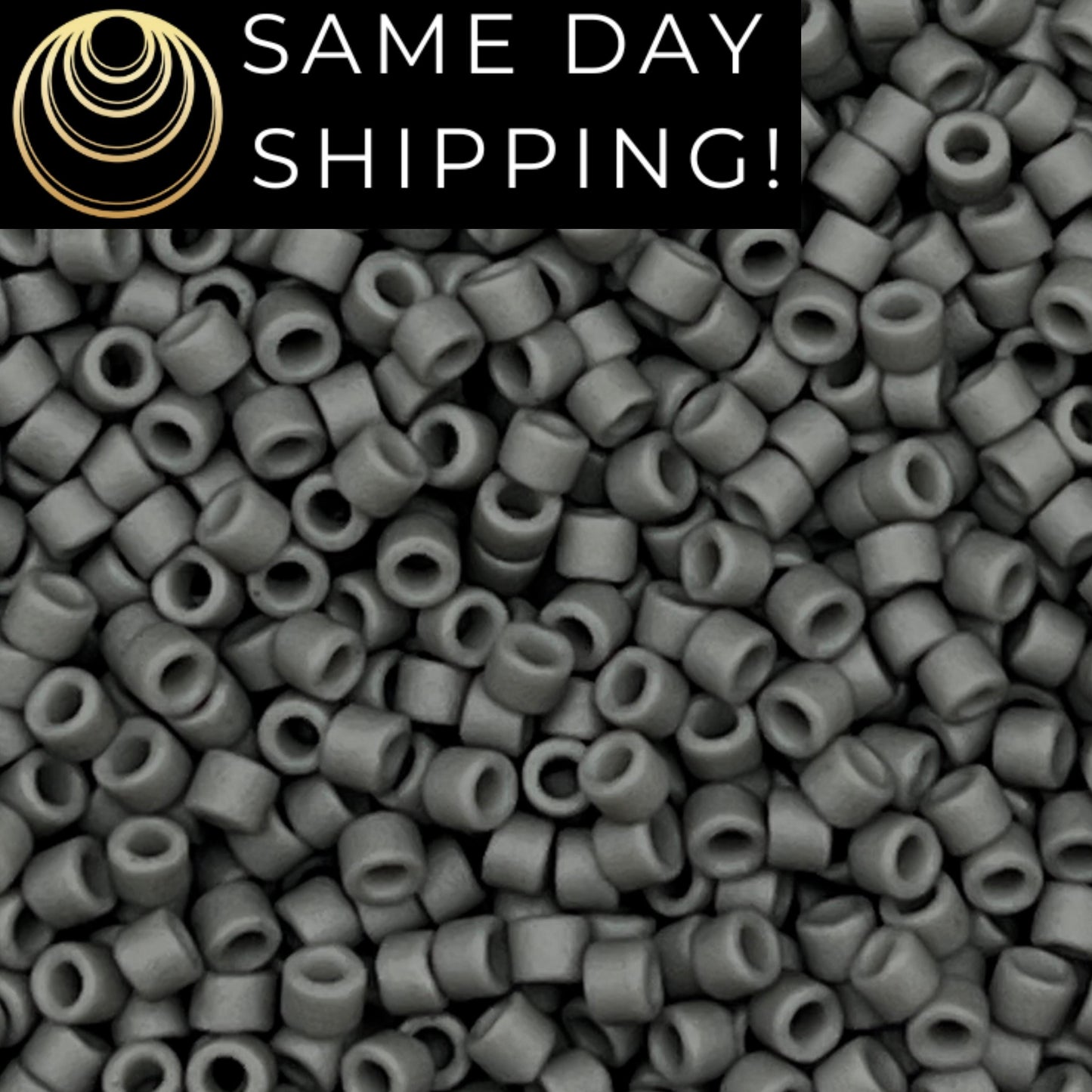DB2409 SAME DAY SHIPPING! 1-20 Grams Miyuki 11/0 Delica Beads Matte Opaque Charcoal Gray -Free Container!
