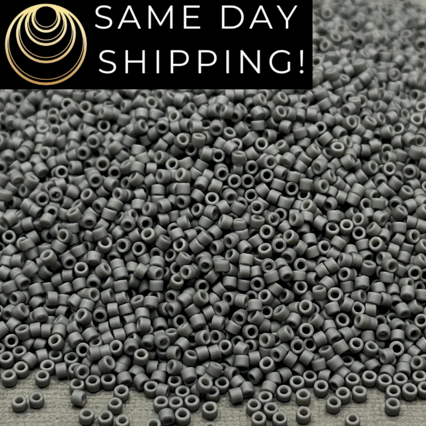 DB2409 SAME DAY SHIPPING! 1-20 Grams Miyuki 11/0 Delica Beads Matte Opaque Charcoal Gray -Free Container!