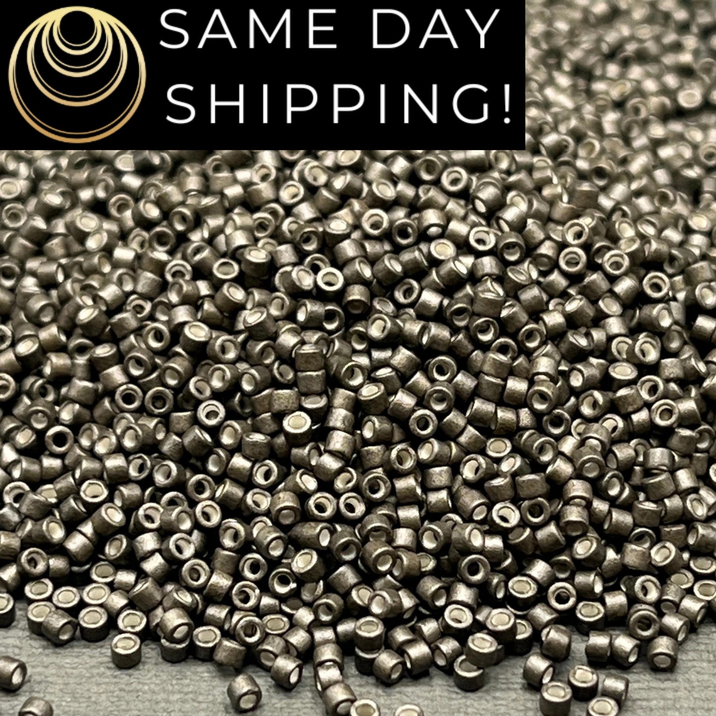 DB1175 SAME DAY SHIPPING! 1-20 Grams Miyuki 11/0 Delica Beads Galvanized Matte Graphite Gray-Free Container!
