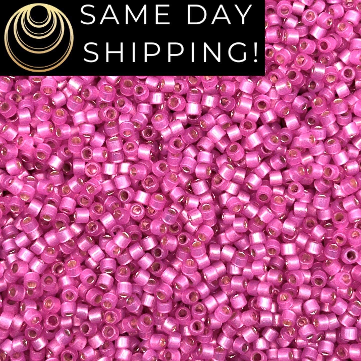 DB2174 SAME DAY SHIPPING! 1-20 Grams Miyuki 11/0 Delica Beads Duracoat Matte Silver Lined Dyed Pink Parfait-Free Container!