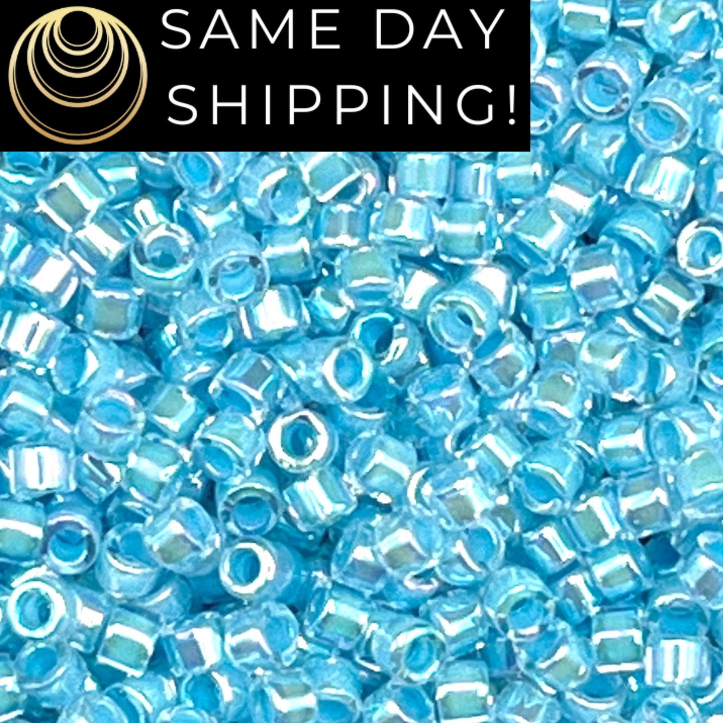 DB057 SAME DAY Shipping! 1-20 Grams Miyuki 11/0 Delica Beads Aqua Lined Crystal AB -Free Container!