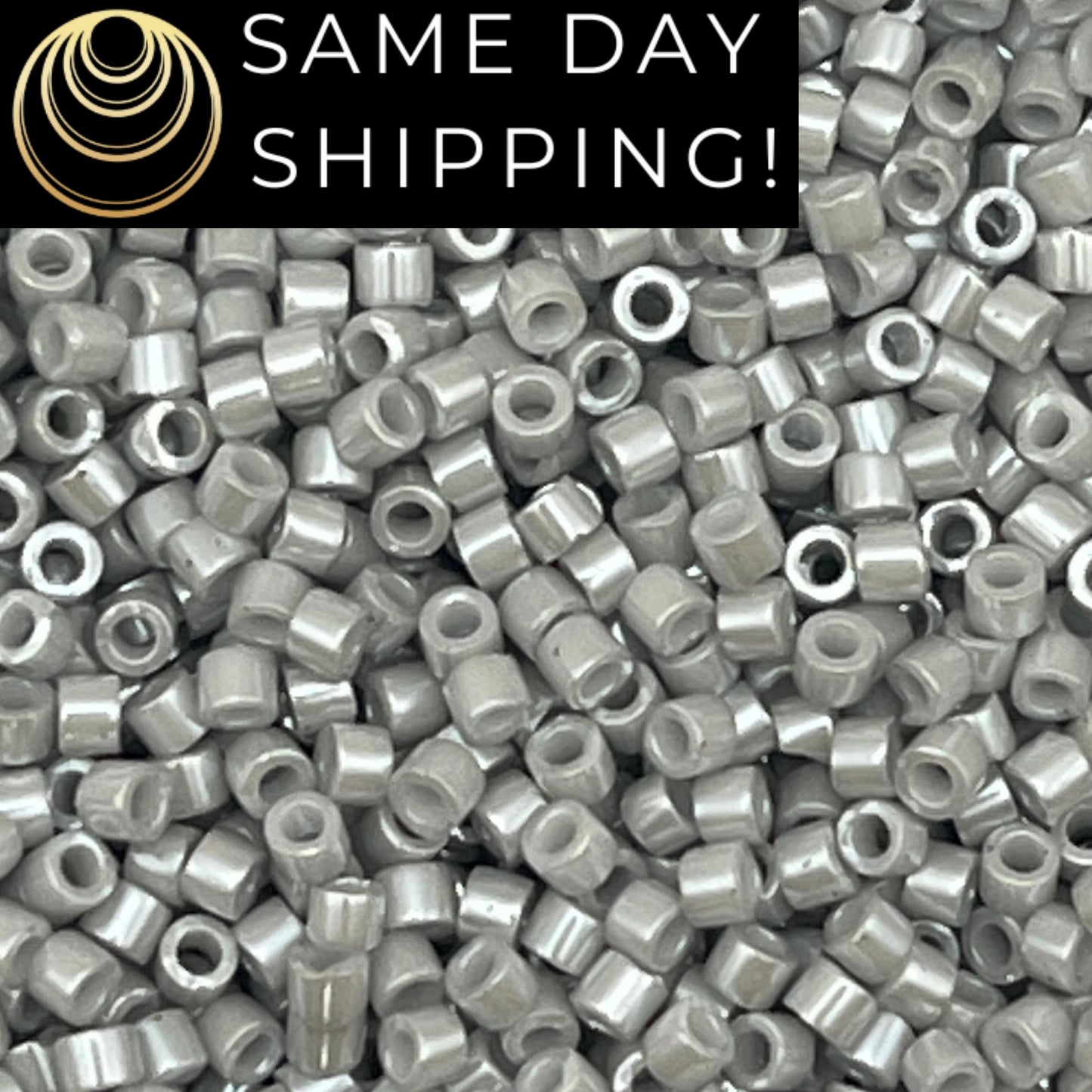 DB1538 SAME DAY SHIPPING! 1-20 Grams Miyuki 11/0 Delica Beads Opaque Light Smoke Ceylon, Grey Beads, Gray Beads, Free Container!!
