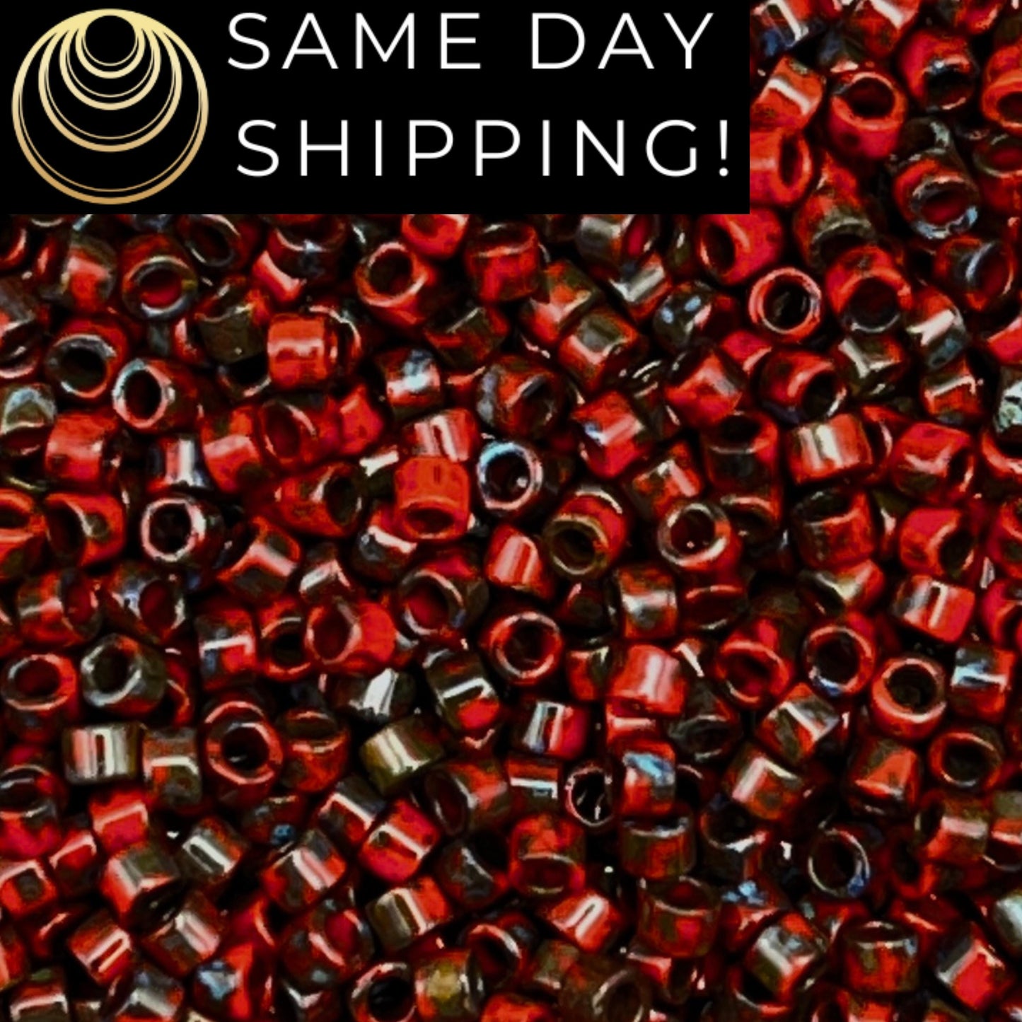 DB2263 SAME DAY SHIPPING! 1-20 Grams Miyuki 11/0 Delica Beads Opaque Red Picasso -Free Container!