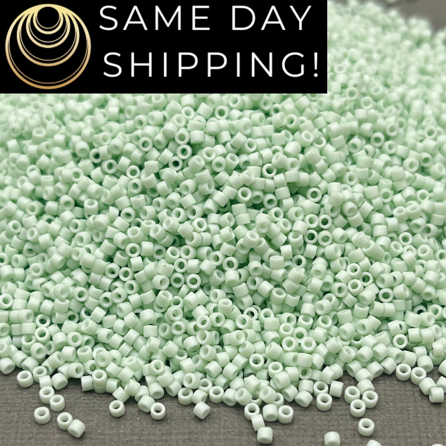 DB1516 SAME DAY SHIPPING! 1-20 Grams Miyuki 11/0 Delica Beads Matte Opaque Mint Green-Free Container!