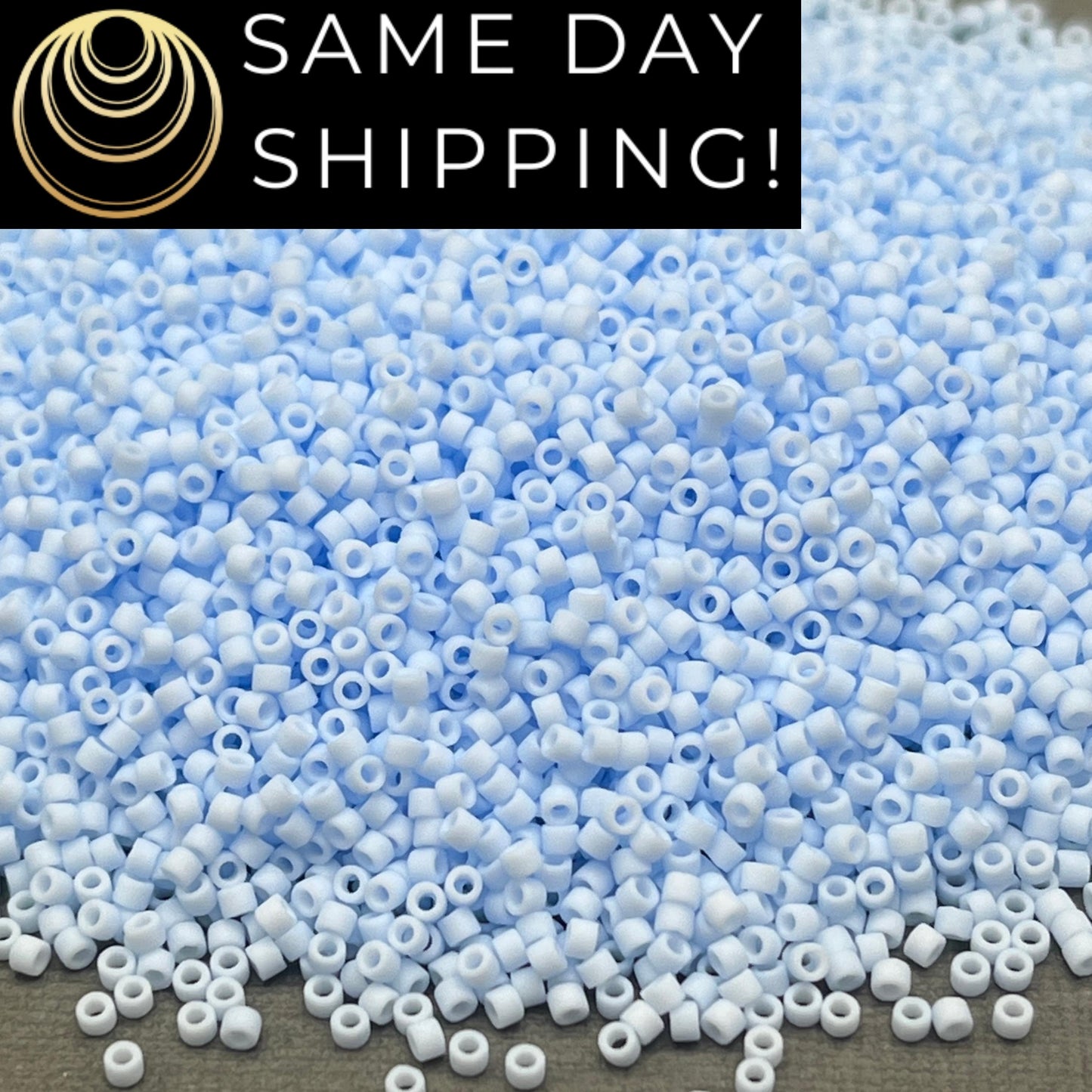 DB1517 SAME DAY SHIPPING! 1-20 Grams Miyuki 11/0 Delica Beads Matte Opaque Light Sky Blue-Free Container!