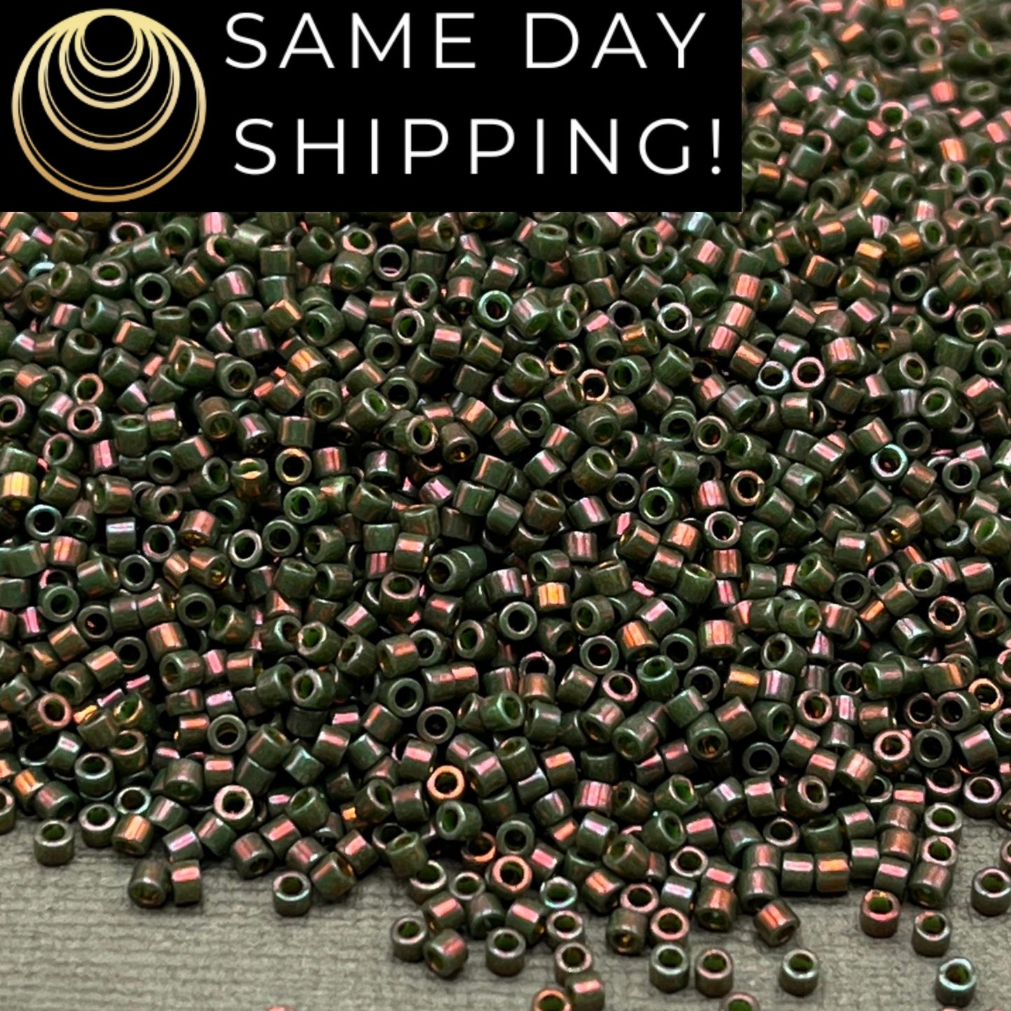 DB131 SAME DAY SHIPPING! 1-20 Grams Miyuki 11/0 Delica Beads Opaque Dark Olive Pink Luster-Free Container!
