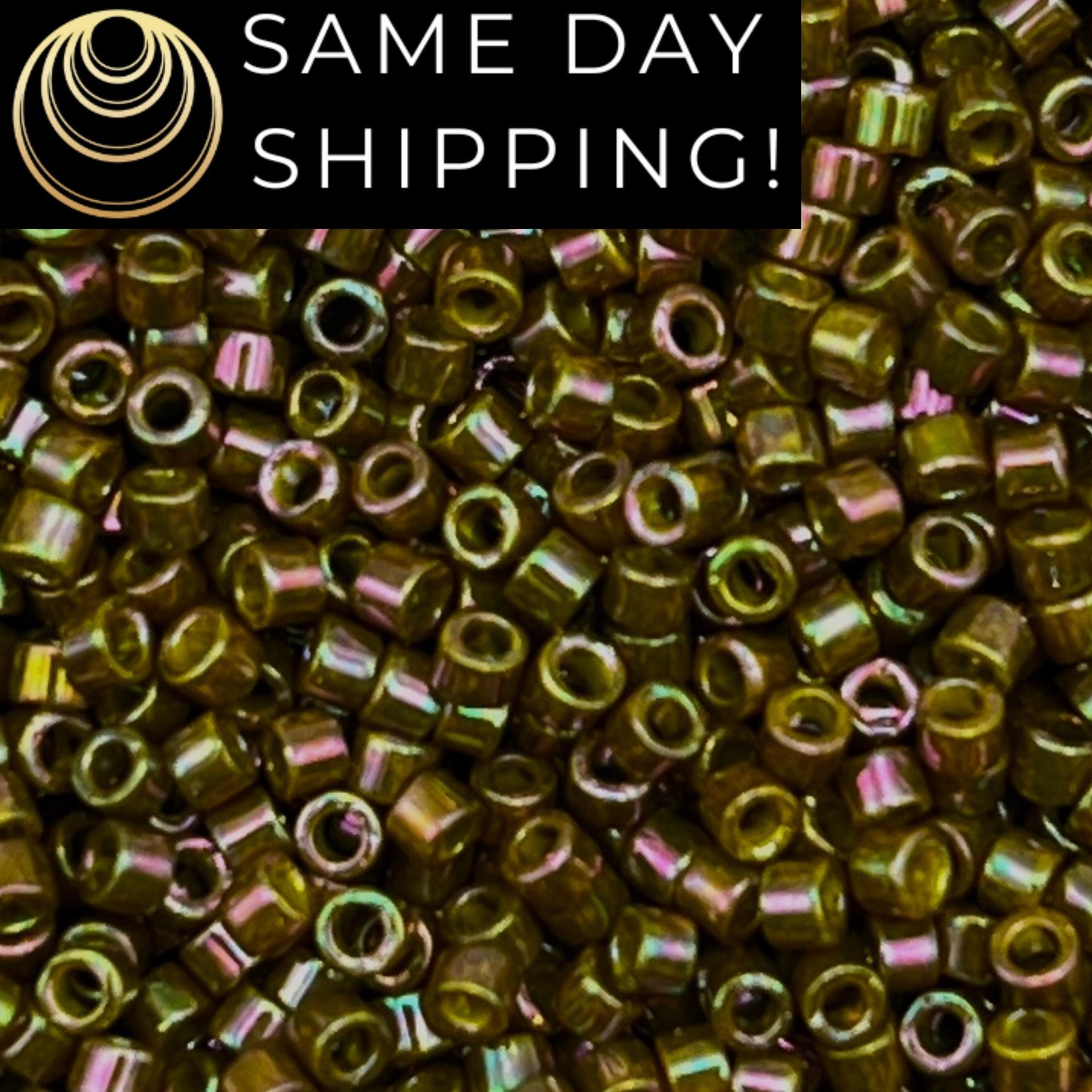 DB133 SAME DAY SHIPPING! 1-20 Grams Miyuki 11/0 Delica Beads Opaque Golden Olive Rainbow Luster-Free Container!