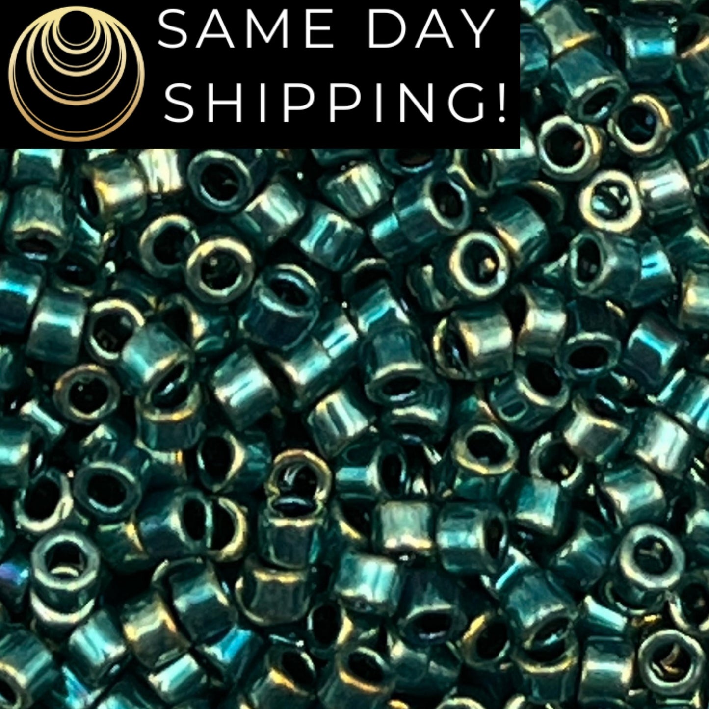 DB1006 SAME DAY SHIPPING! 1-20 Grams Miyuki 11/0 Delica Beads Metallic Blue Green Gold Iris-Free Container!