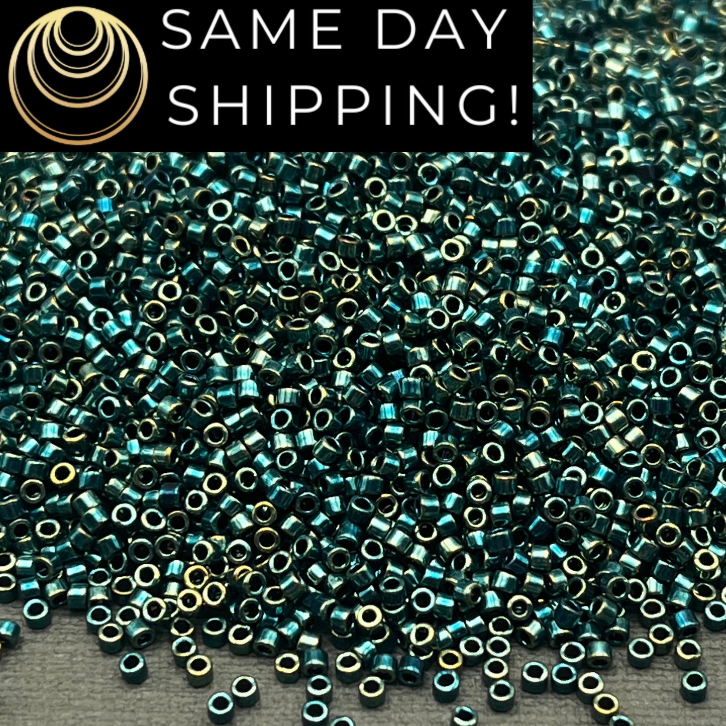 DB1006 SAME DAY SHIPPING! 1-20 Grams Miyuki 11/0 Delica Beads Metallic Blue Green Gold Iris-Free Container!