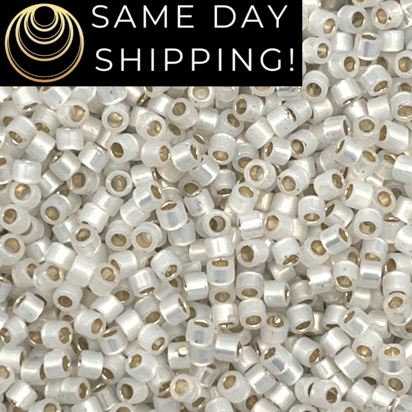 DB221 SAME DAY SHIPPING! 1-20 Grams Miyuki 11/0 Delica Beads Gilt Lined White Opal, White Cylinder Beads, Bead Weaving, Free Container!