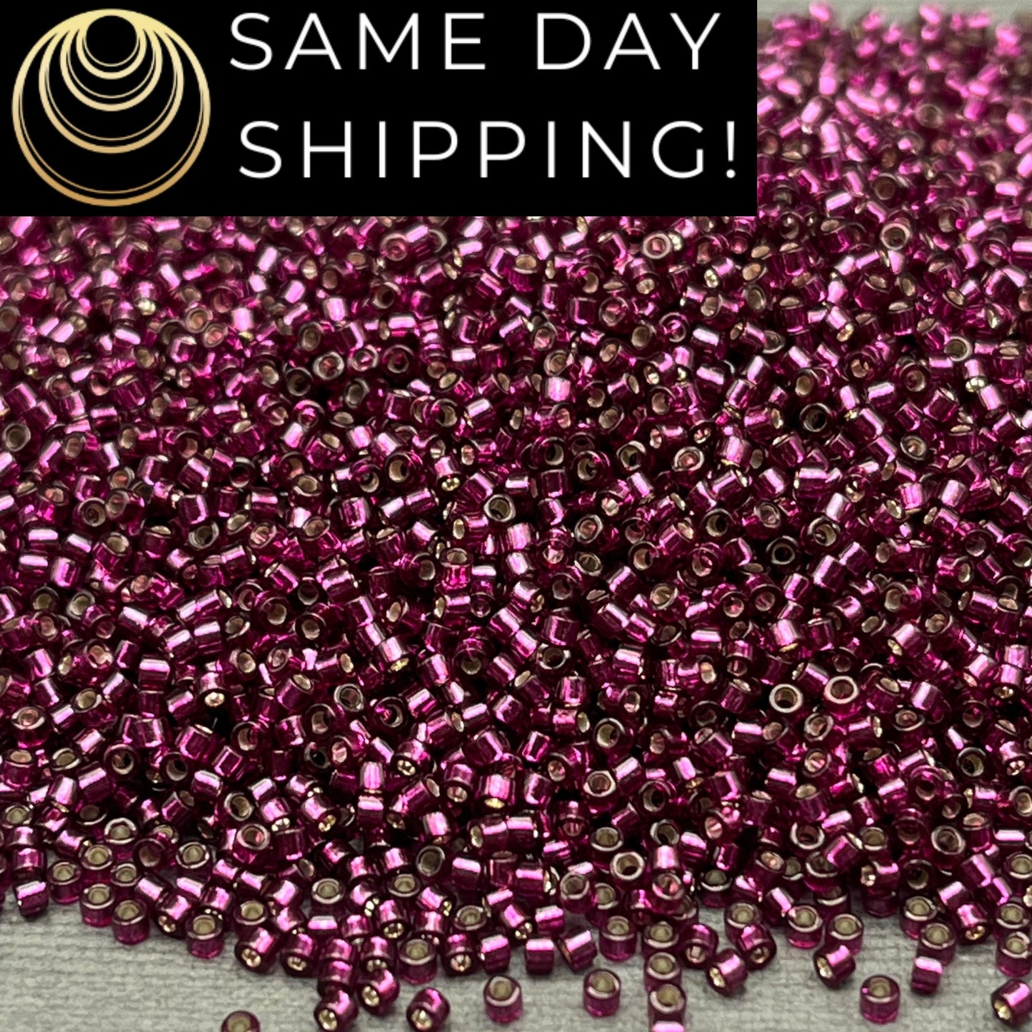 DB1342 SAME DAY SHIPPING! 1-20 Grams Miyuki 11/0 Delica Beads Dyed Silver Lined Raspberry-Free Container!