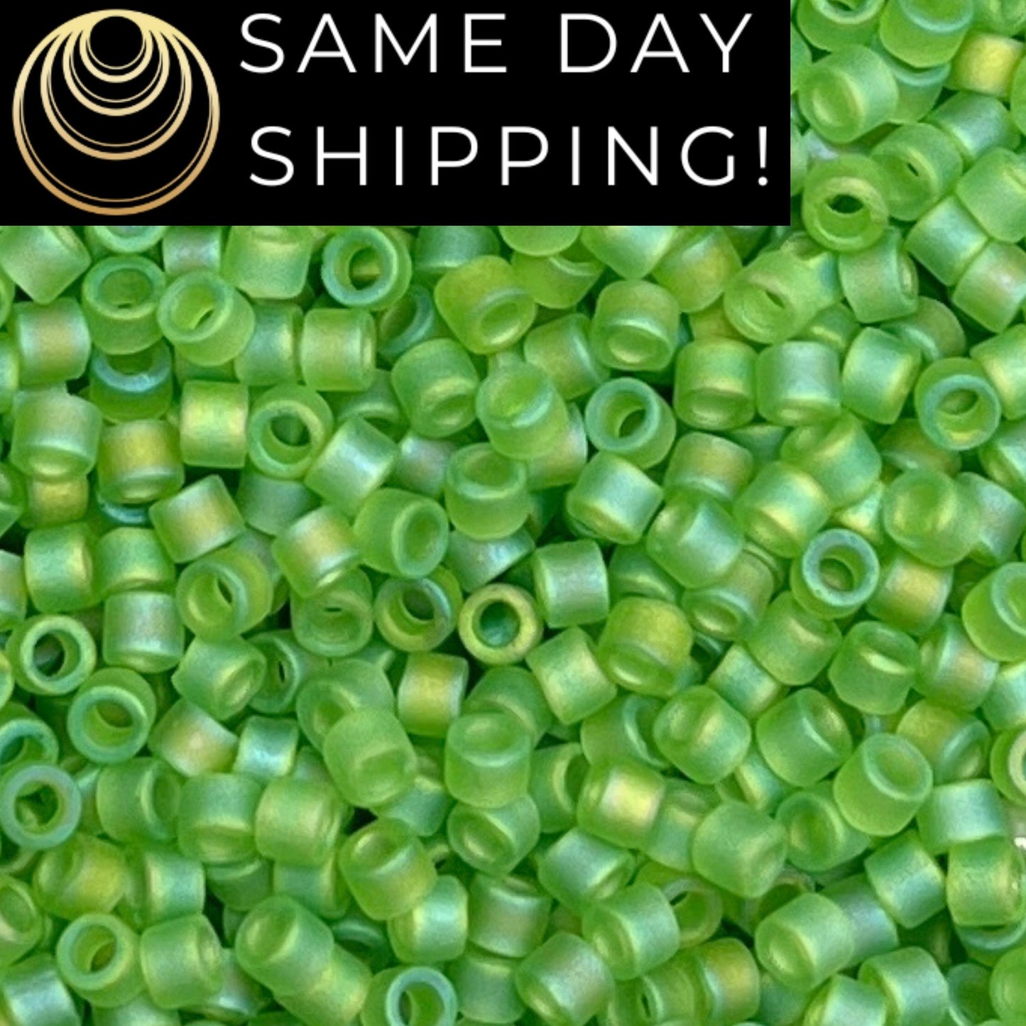 DB1281 SAME DAY SHIPPING! 1-20 Grams Miyuki 11/0 Delica Beads Matte Transparent Lime -Free Container!