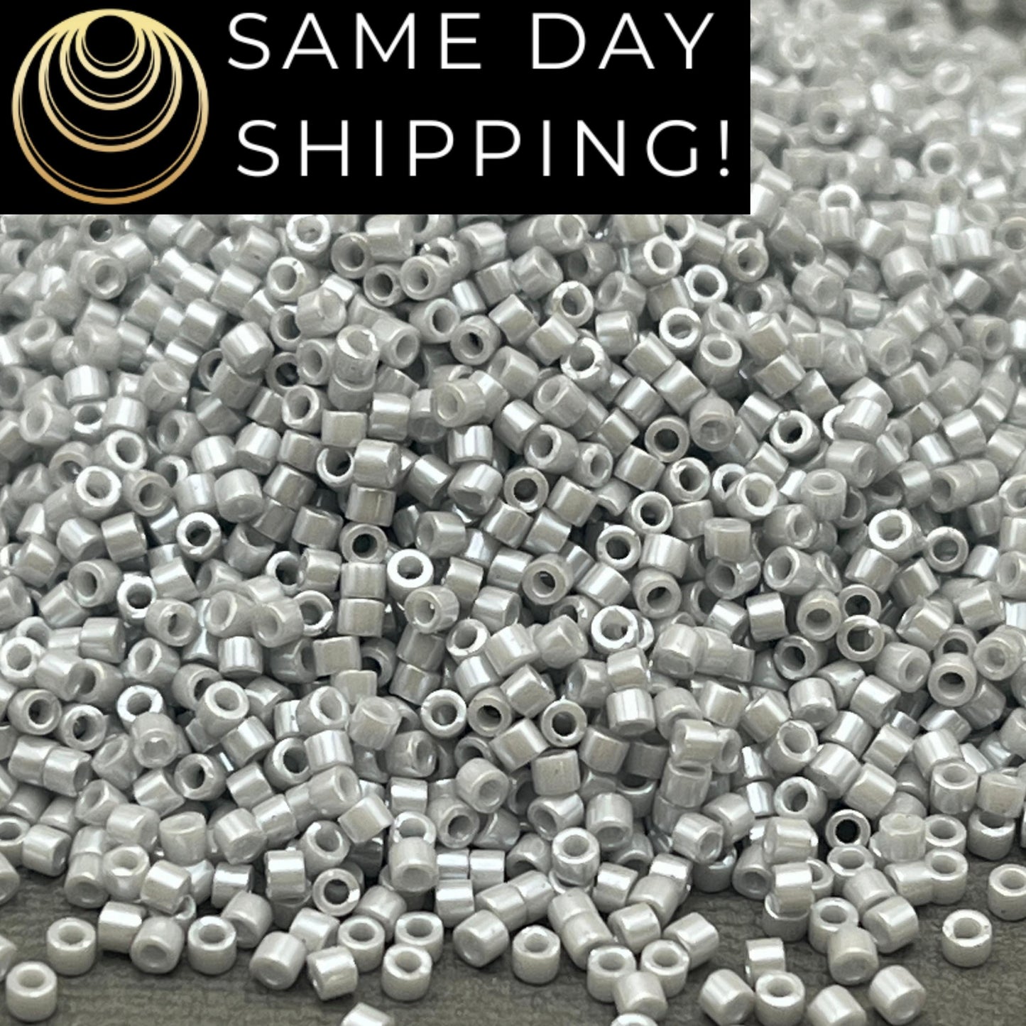 DB1538 SAME DAY SHIPPING! 1-20 Grams Miyuki 11/0 Delica Beads Opaque Light Smoke Ceylon, Grey Beads, Gray Beads, Free Container!!