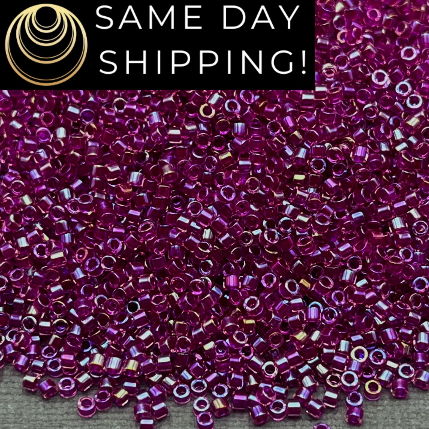 DB2389 SAME DAY SHIPPING! 1-20 Grams Miyuki 11/0 Delica Beads Inside Dyed Magenta Rainbow-Free Container!