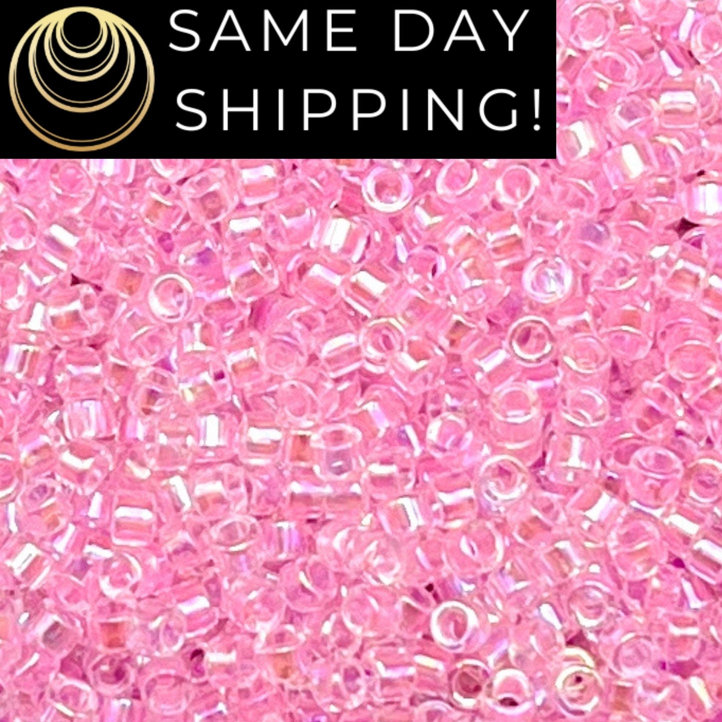 DB071 SAME DAY Shipping! 1-20 Grams Miyuki 11/0 Delica Beads Transparent Pink AB Rainbow-Free Container!