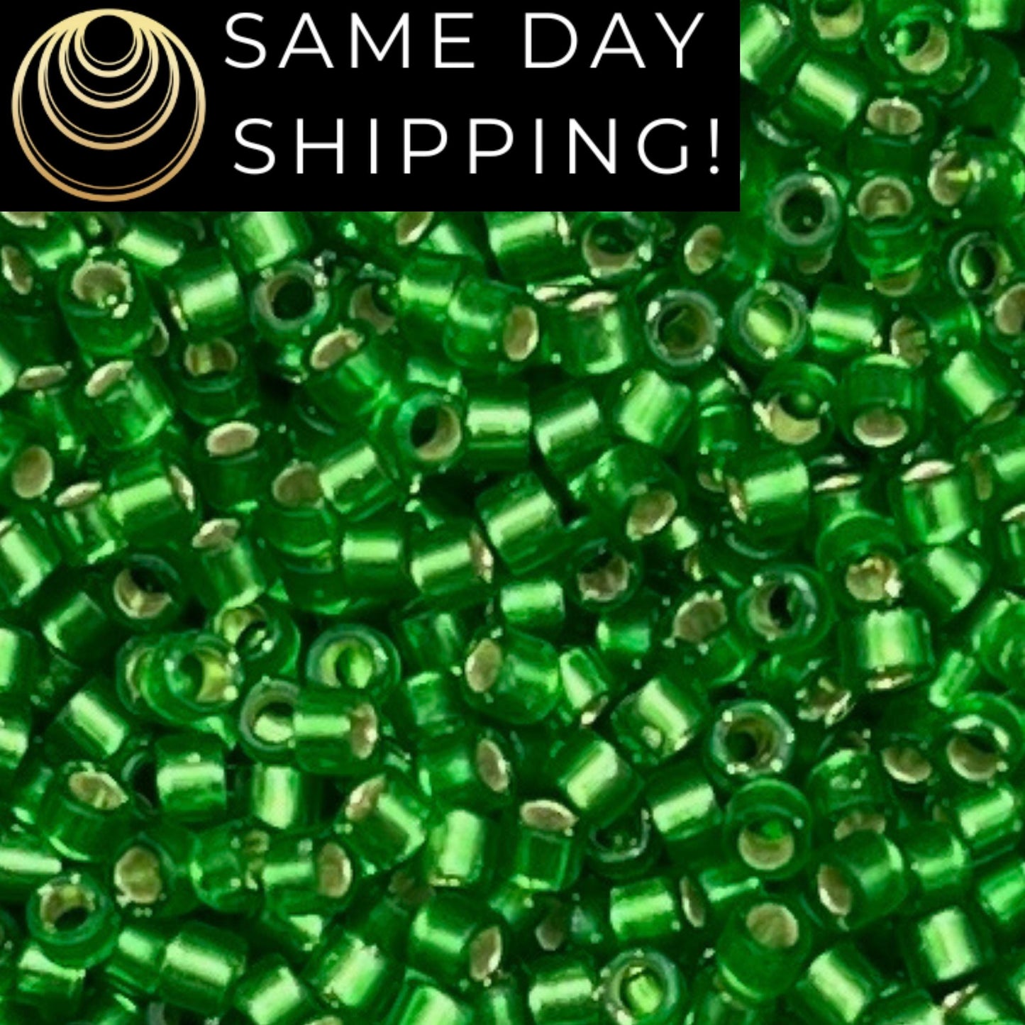DB688 SAME DAY SHIPPING! 1-20 Grams Miyuki 11/0 Delica Beads Dyed Semi-Matte Silver Lined Green-Free Container!