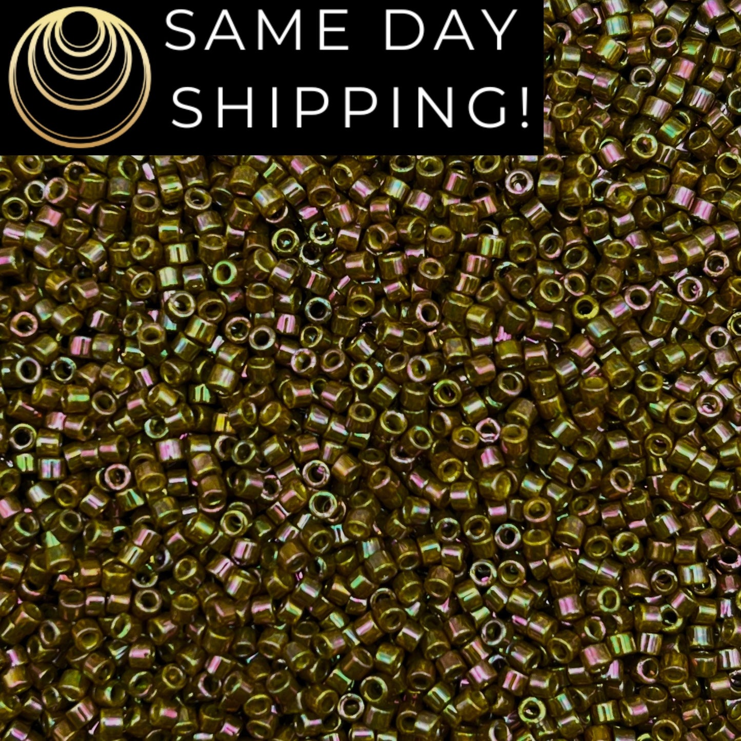 DB133 SAME DAY SHIPPING! 1-20 Grams Miyuki 11/0 Delica Beads Opaque Golden Olive Rainbow Luster-Free Container!