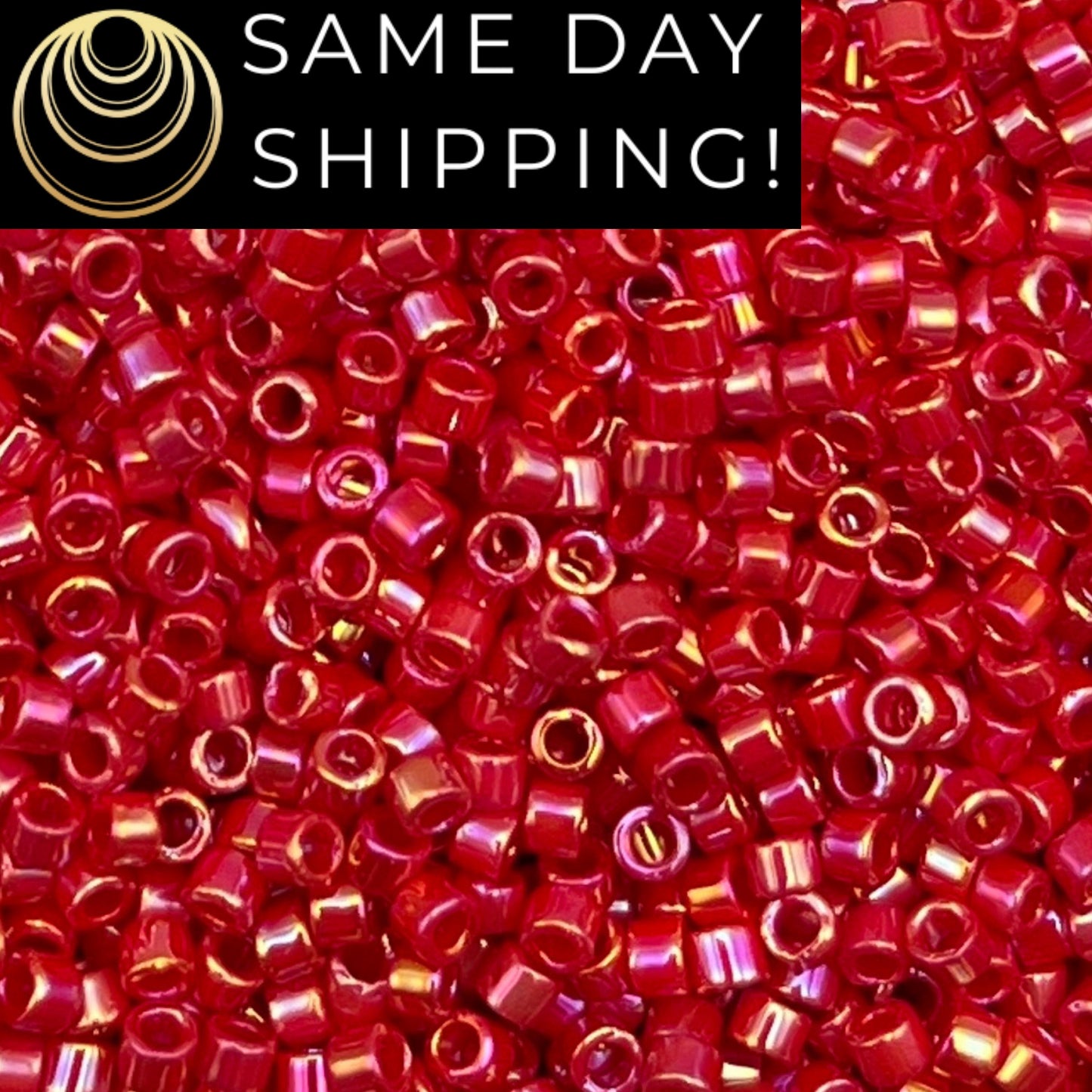 DB162 SAME DAY Shipping! 1-20 Grams Miyuki 11/0 Delica Beads Opaque Red AB Rainbow-Free Container!