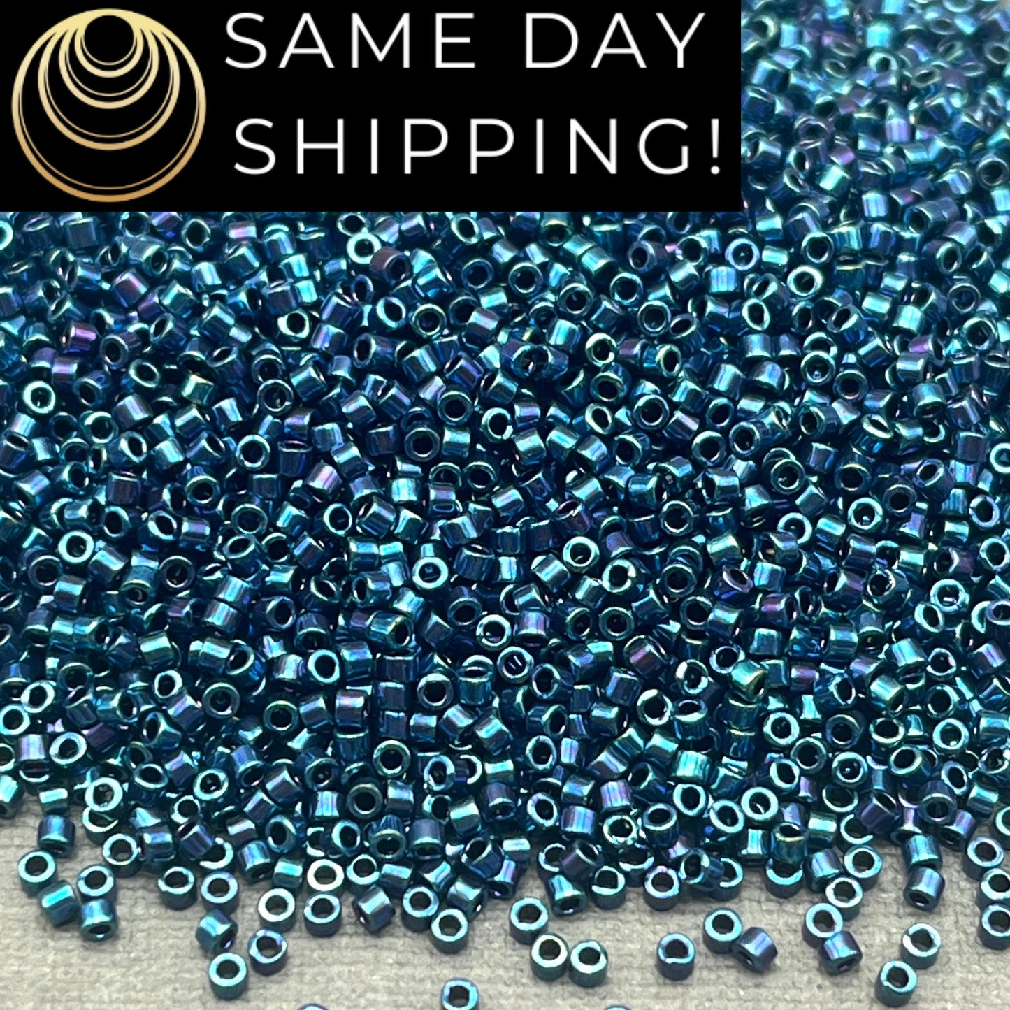 DB1005 SAME DAY SHIPPING! 1-20 Grams Miyuki 11/0 Delica Beads Metallic Royal Purple Gold Iris-Free Container!