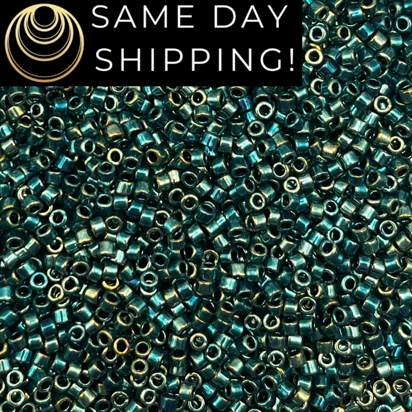 DB1006 SAME DAY SHIPPING! 1-20 Grams Miyuki 11/0 Delica Beads Metallic Blue Green Gold Iris-Free Container!