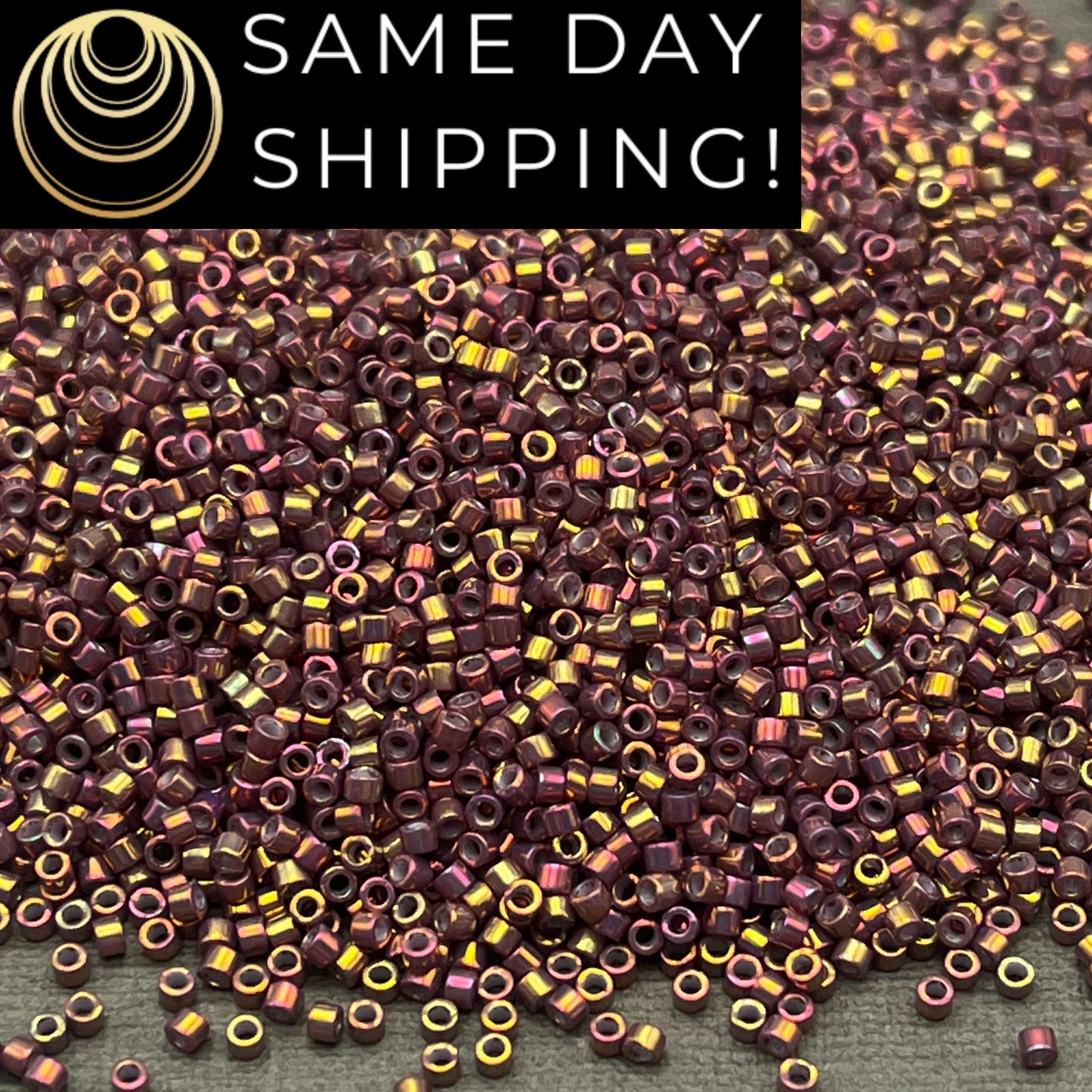 DB1010 SAME DAY SHIPPING! 1-20 Grams Miyuki 11/0 Delica Beads Metallic Earth Batik Gold Iris-Free Container!