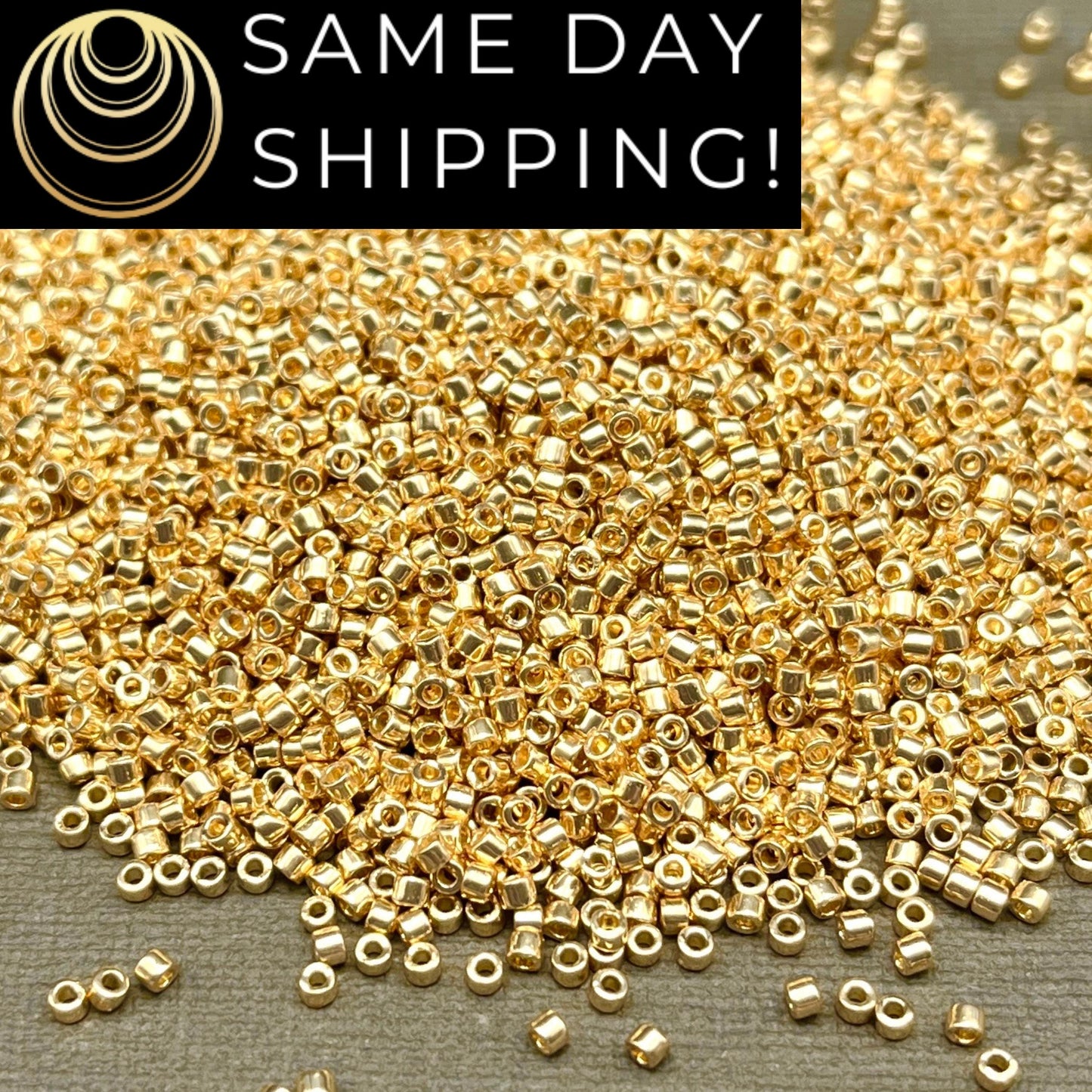 DB2501 SAME DAY SHIPPING! 1-20 Grams Miyuki 11/0 Delica Beads Duracoat Galvanized Pale Gold-Free Container!
