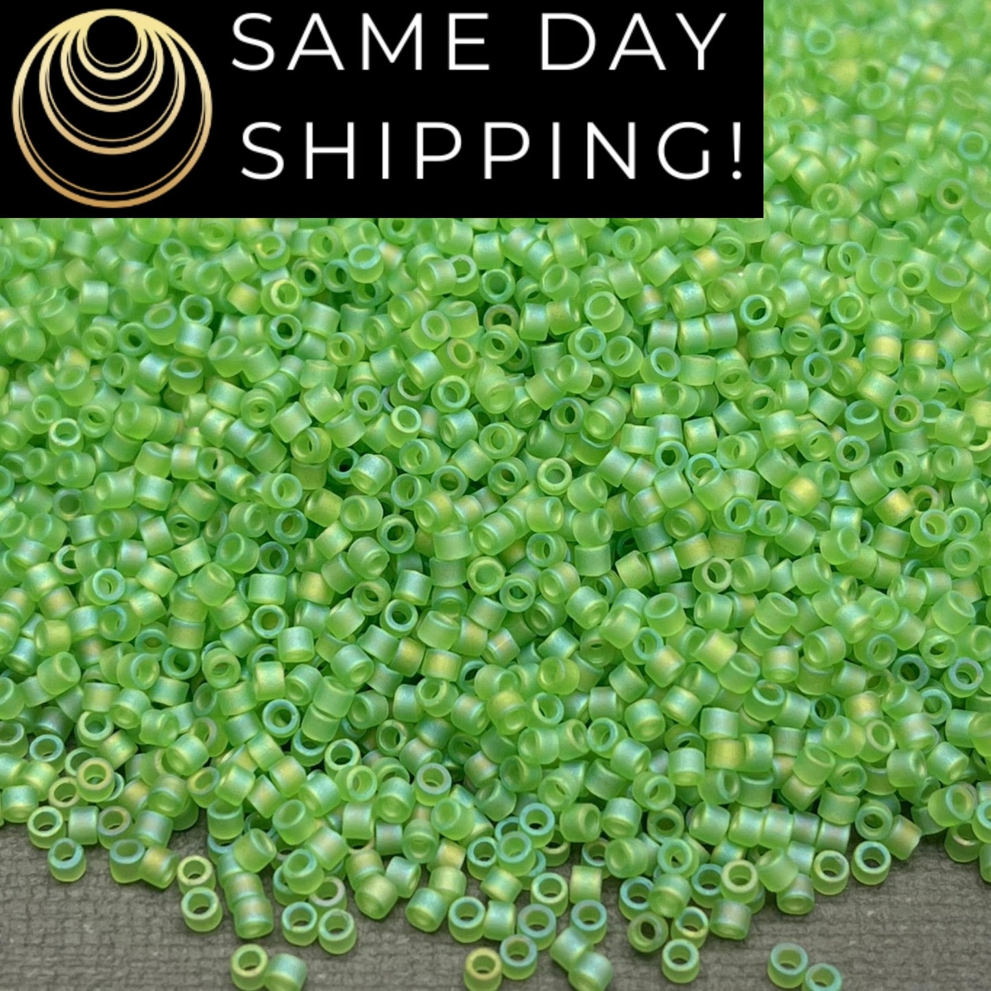 DB1281 SAME DAY SHIPPING! 1-20 Grams Miyuki 11/0 Delica Beads Matte Transparent Lime -Free Container!