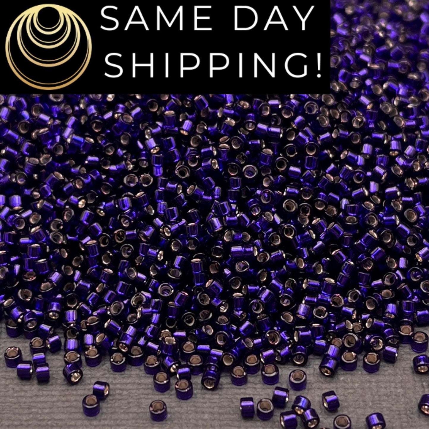 DB609 SAME DAY SHIPPING! 1-20 Grams Miyuki 11/0 Delica Beads Dyed Silver Lined Dark Purple-Free Container!