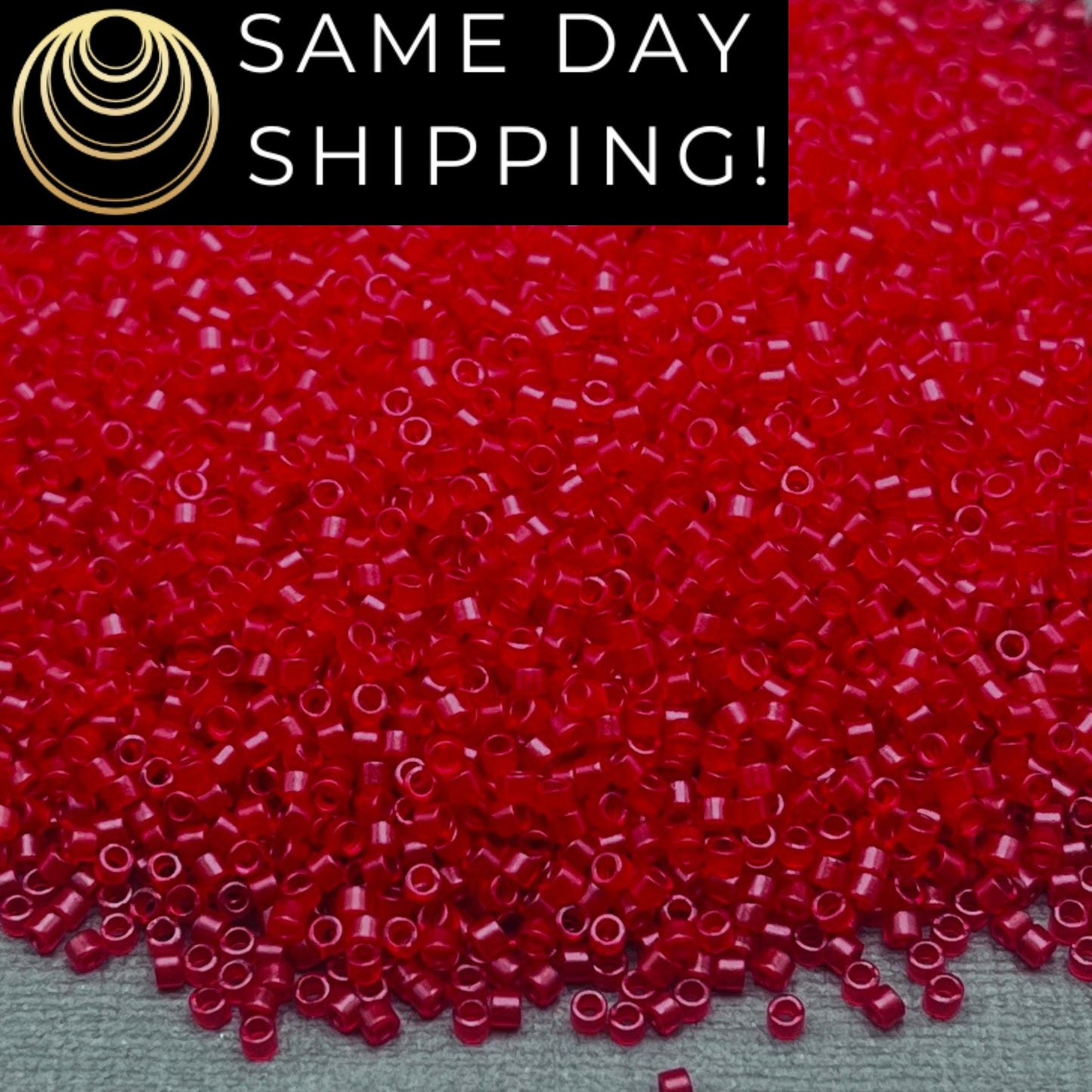 DB774 SAME DAY SHIPPING! 1-20 Grams Miyuki 11/0 Delica Beads Dyed Semi-Matte Transparent Red-Free Container!