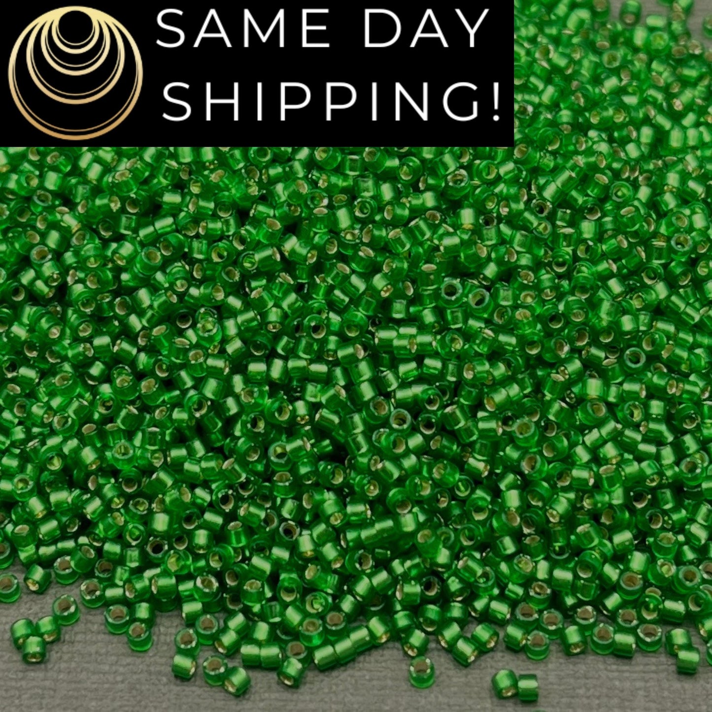 DB688 SAME DAY SHIPPING! 1-20 Grams Miyuki 11/0 Delica Beads Dyed Semi-Matte Silver Lined Green-Free Container!