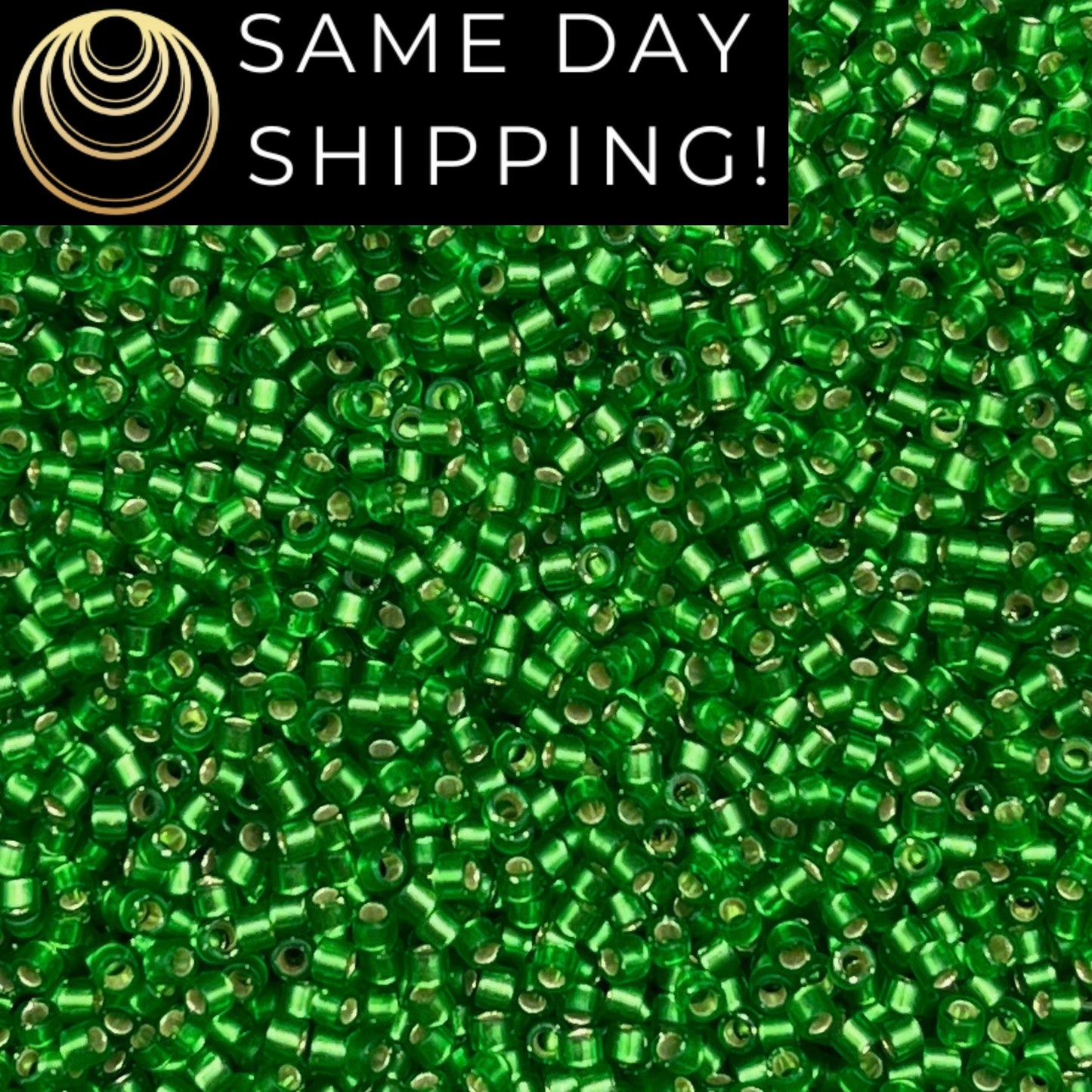 DB688 SAME DAY SHIPPING! 1-20 Grams Miyuki 11/0 Delica Beads Dyed Semi-Matte Silver Lined Green-Free Container!