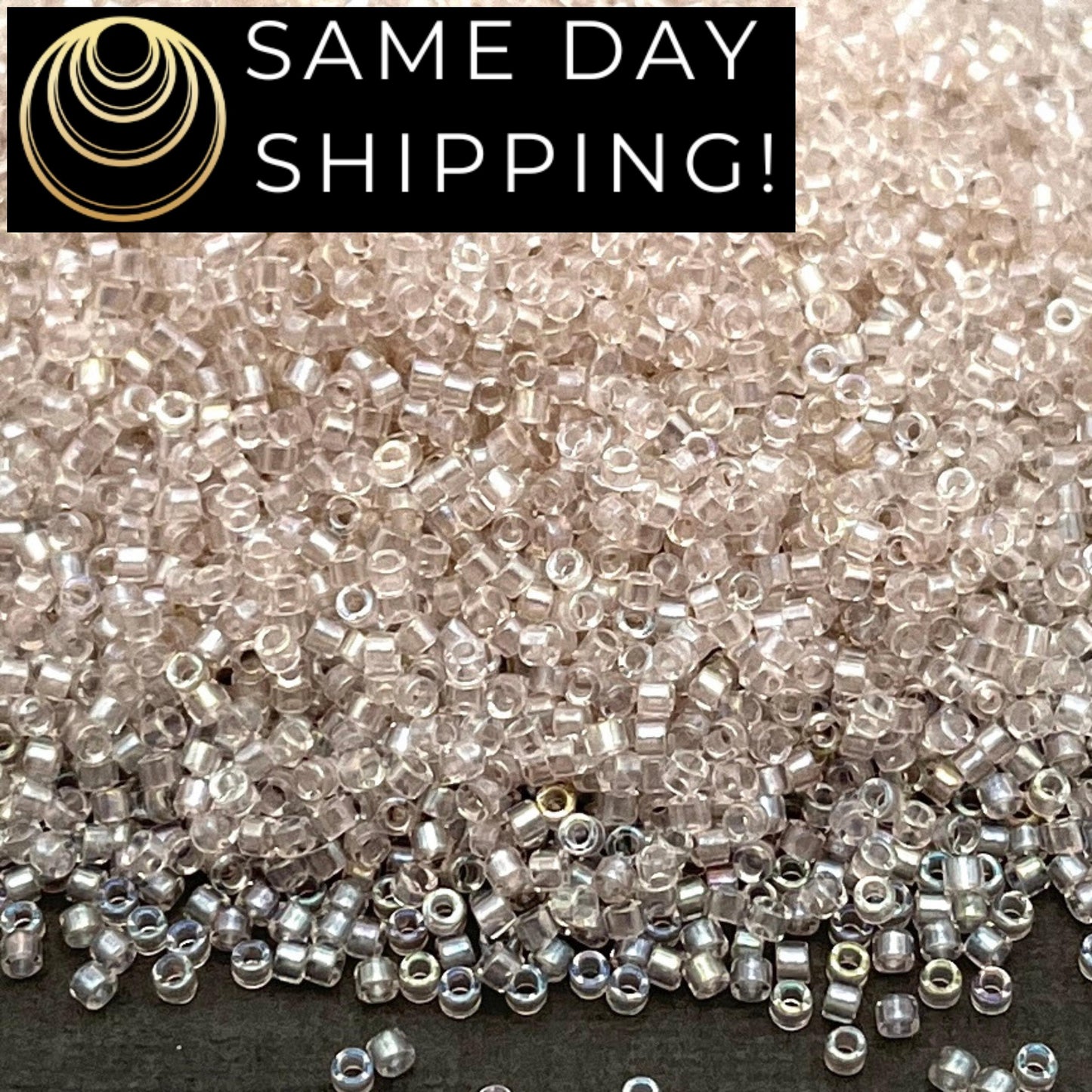 DB1674 SAME DAY Shipping! 1-20 Grams Miyuki 11/0 Delica Beads Pearl Lined Transparent Light Pink AB -Free Container!