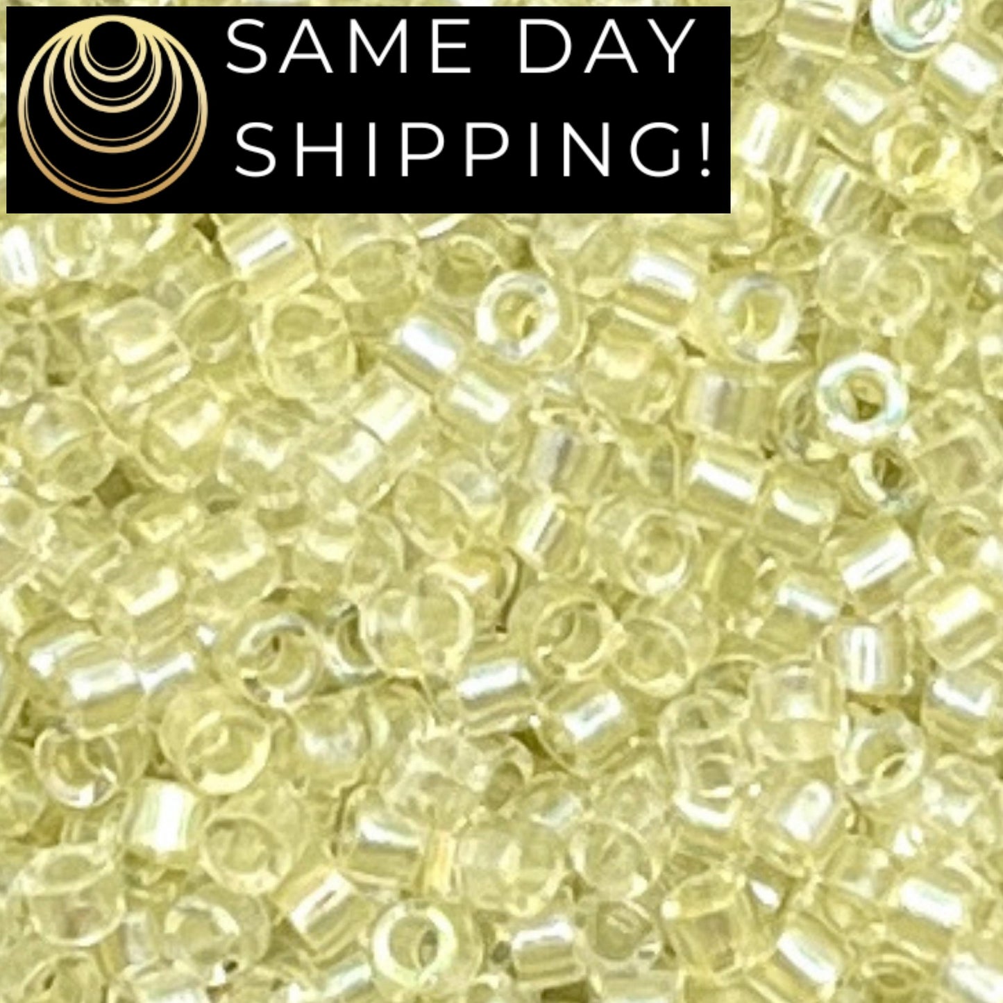 DB1676 SAME DAY Shipping! 1-20 Grams Miyuki 11/0 Delica Beads Pearl Lined Transparent Pale Yellow AB-Free Container!