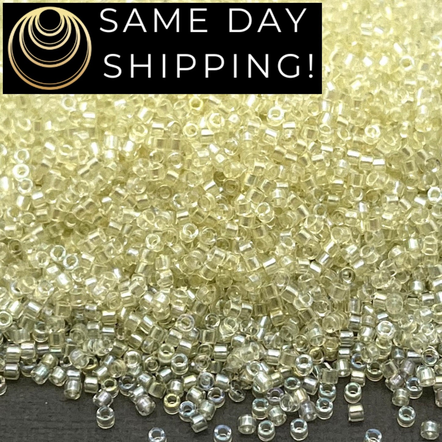 DB1676 SAME DAY Shipping! 1-20 Grams Miyuki 11/0 Delica Beads Pearl Lined Transparent Pale Yellow AB-Free Container!