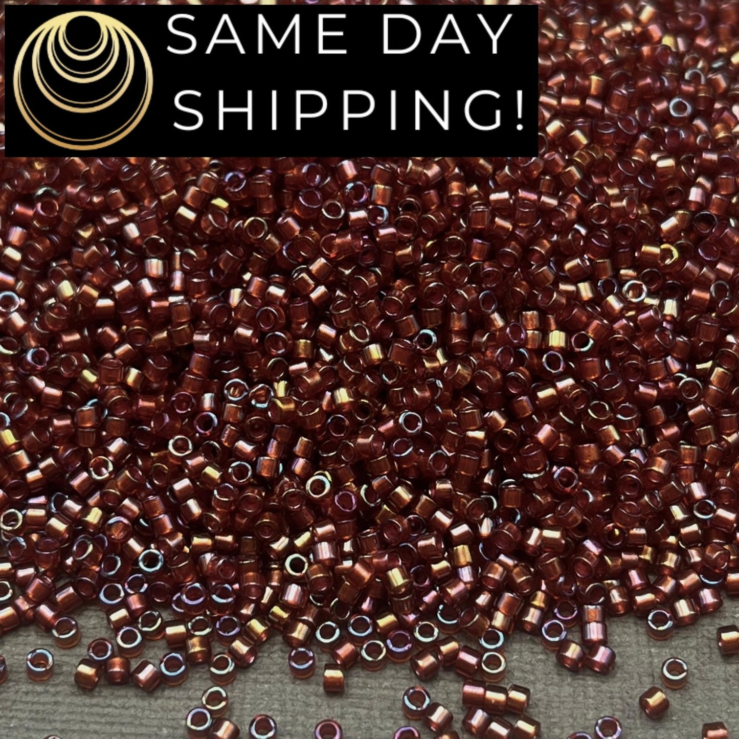 DB1750 SAME DAY Shipping! 1-20 Grams Miyuki 11/0 Delica Beads Sparkling Beige Lined Root Beer AB -Free Container!