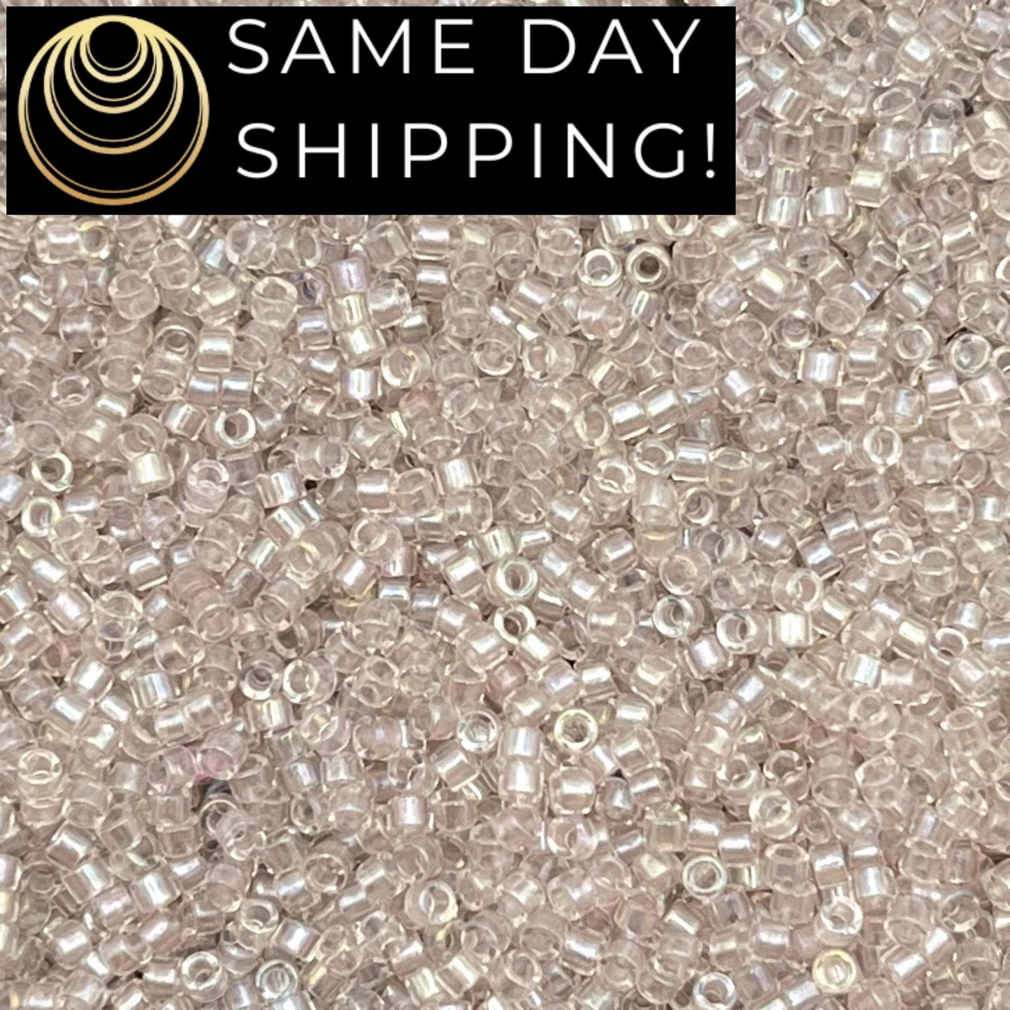 DB1674 SAME DAY Shipping! 1-20 Grams Miyuki 11/0 Delica Beads Pearl Lined Transparent Light Pink AB -Free Container!