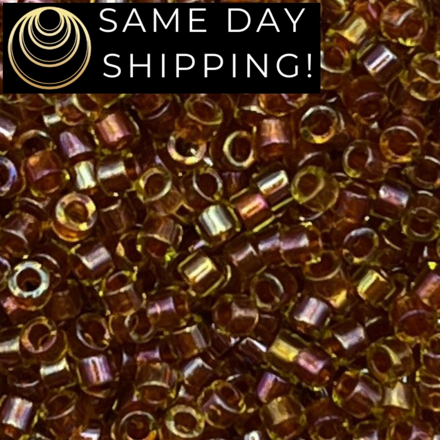 DB1735 SAME DAY SHIPPING! 1 Gram up to 20 Grams Miyuki 11/0 Delica Beads Sparkling Dark Topaz Lined Chartreuse Luster -Free Container!