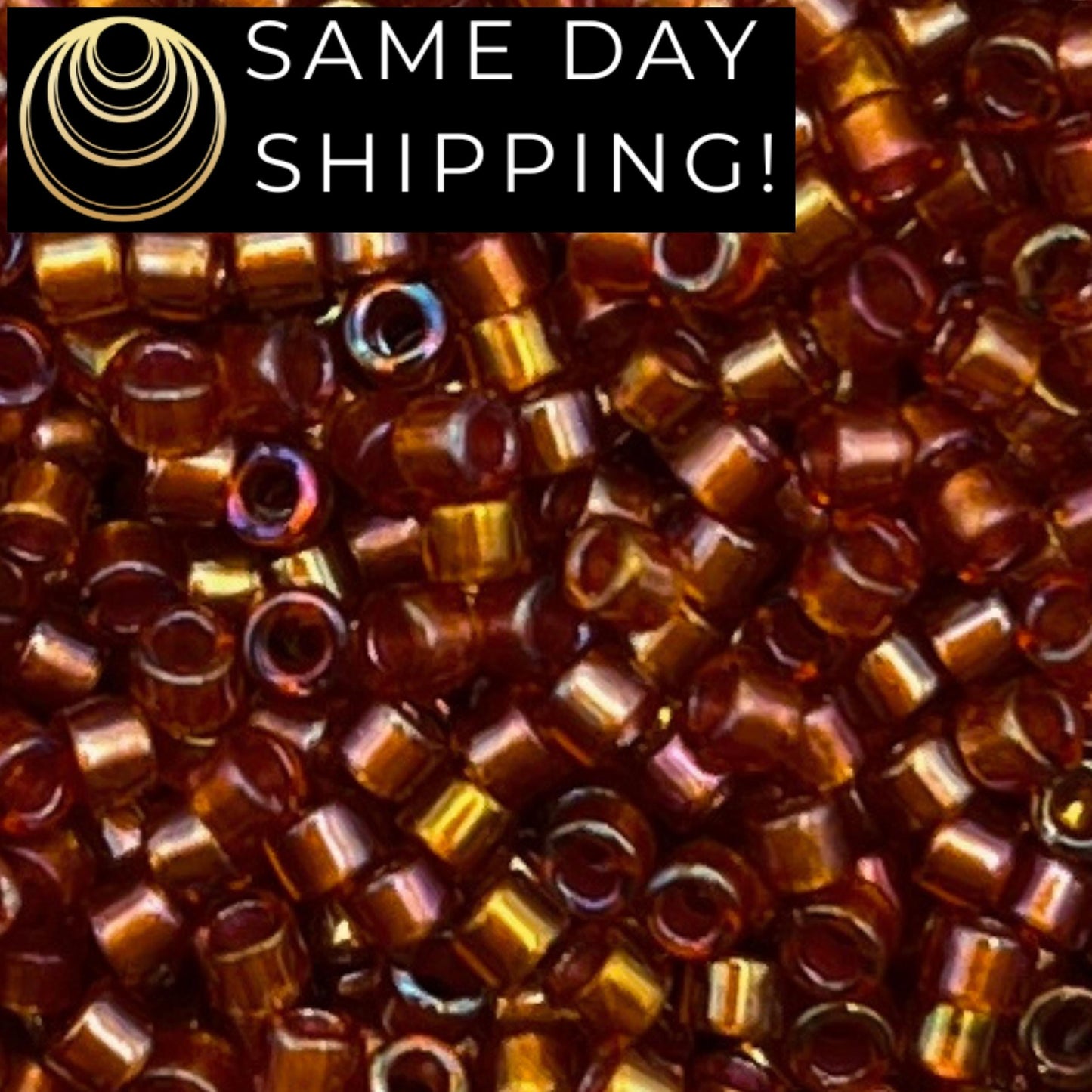 DB1736 SAME DAY SHIPPING! 1 Gram up to 20 Grams Miyuki 11/0 Delica Beads Sparkle Beige Lined Dark Topaz -Free Container!