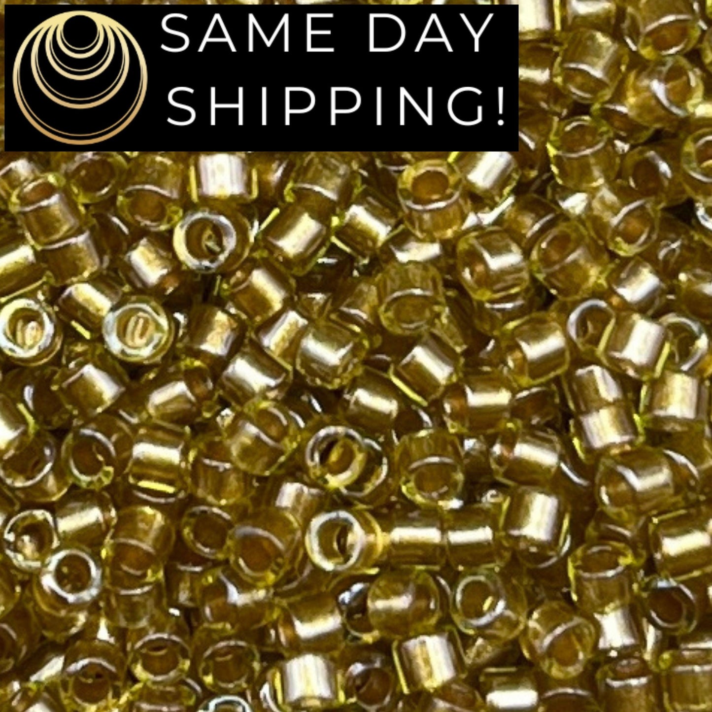 DB0909 SAME DAY SHIPPING! 1 Gram up to 20 Grams Miyuki 11/0 Delica Beads Sparkling Honey Beige Lined Chartreuse DB909 -Free Container!
