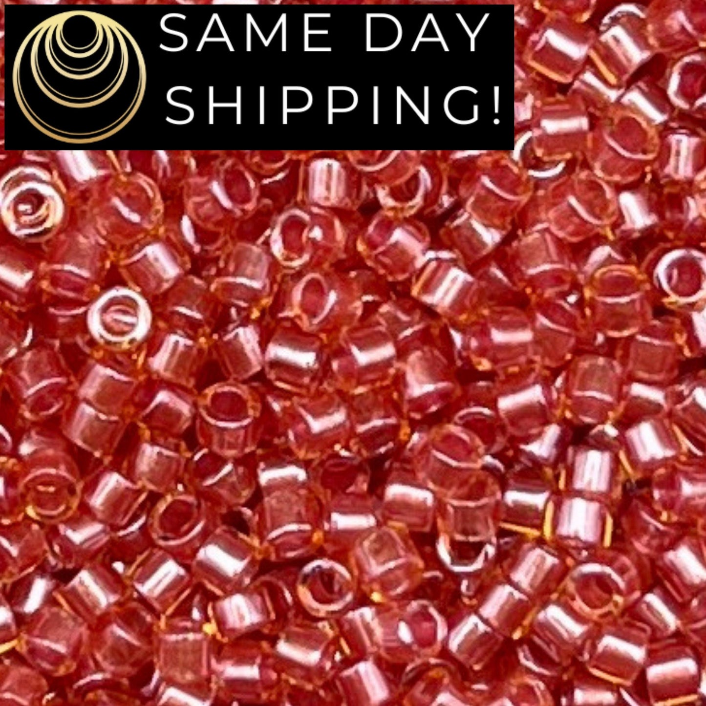 DB0913 SAME DAY SHIPPING! 1 Gram up to 20 Grams Miyuki 11/0 Delica Beads Sparkling Salmon Lined Topaz DB913 -Free Container!