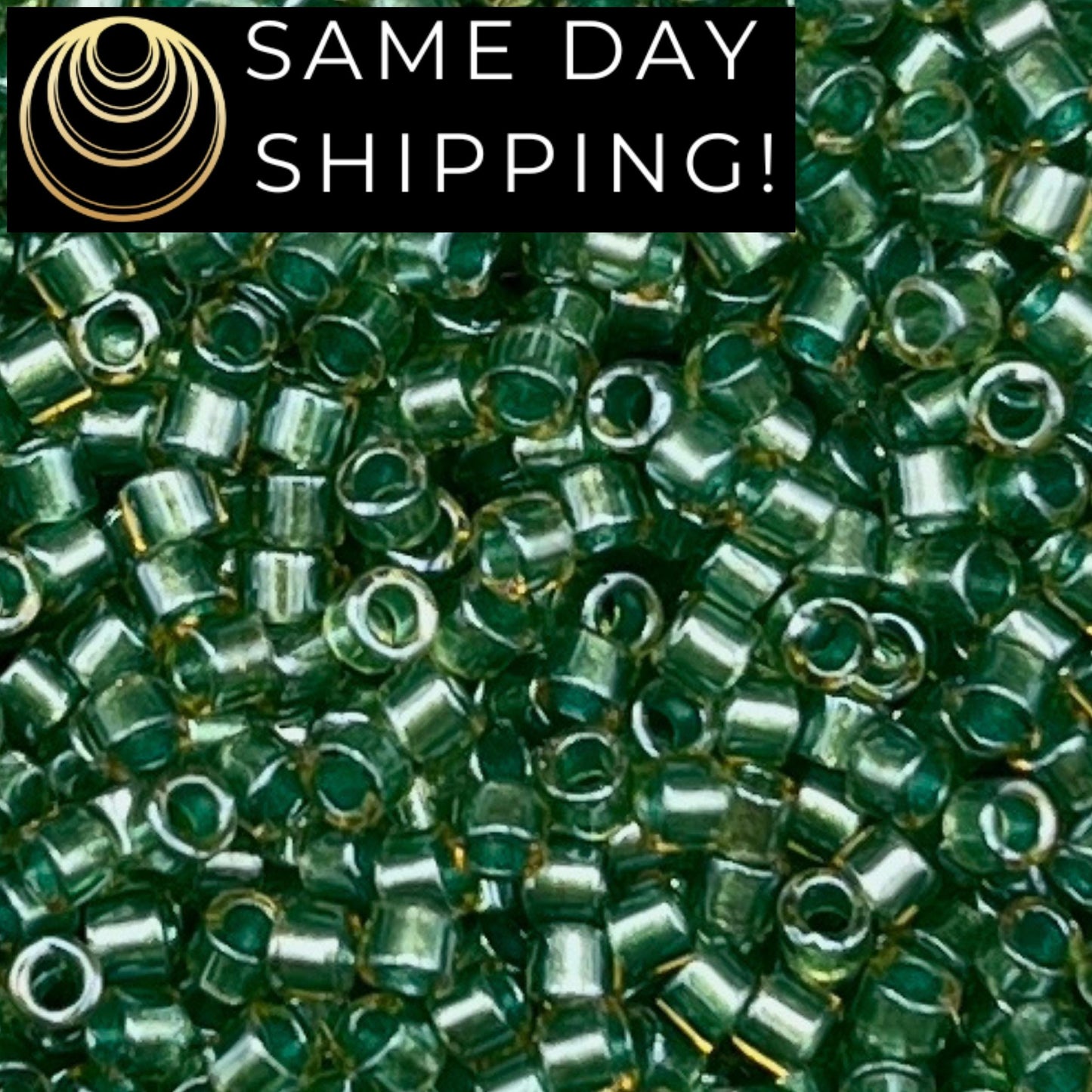 DB0917 SAME DAY SHIPPING! 1 Gram up to 20 Grams Miyuki 11/0 Delica Beads Sparkling Turquoise Green Lined Topaz DB917 -Free Container!