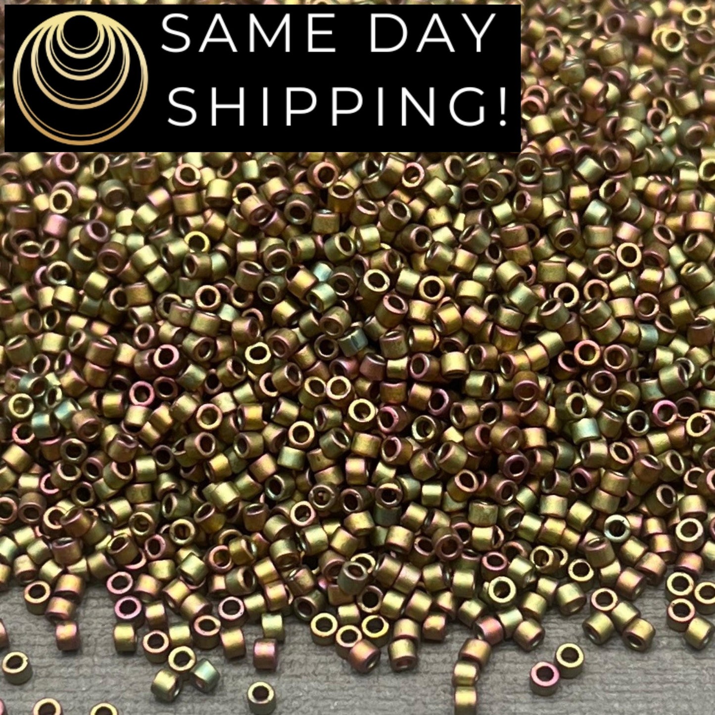 DB0380 SAME DAY SHIPPING! 1 Gram up to 20 Grams Miyuki 11/0 Delica Beads Matte Metallic Khaki Iris DB380 -Free Container!