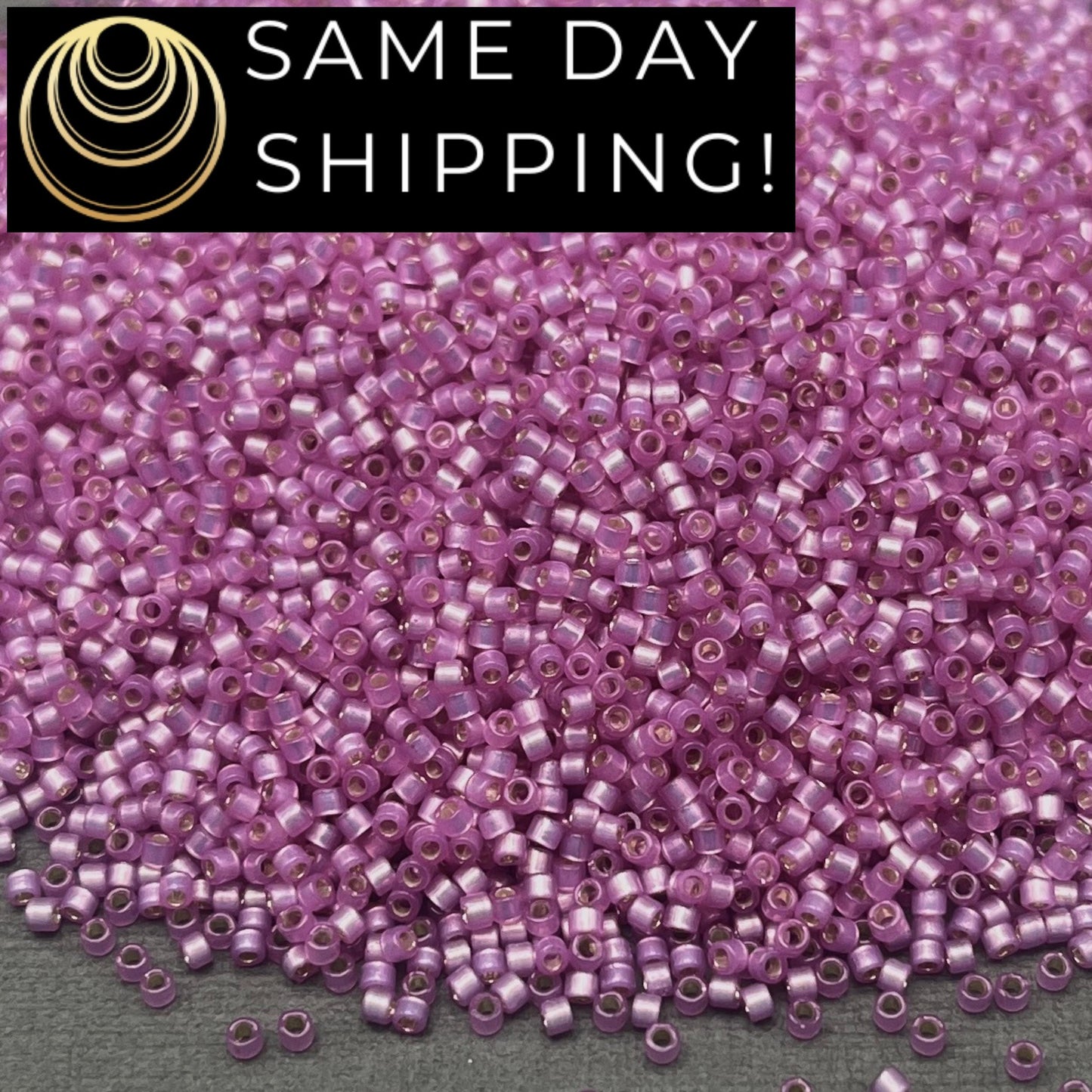 DB2180 SAME DAY SHIPPING! 1 Gram up to 20 Grams Miyuki 11/0 Delica Beads Duracoat Semi-Frosted Silver Lined Dyed Orchid -Free Container!