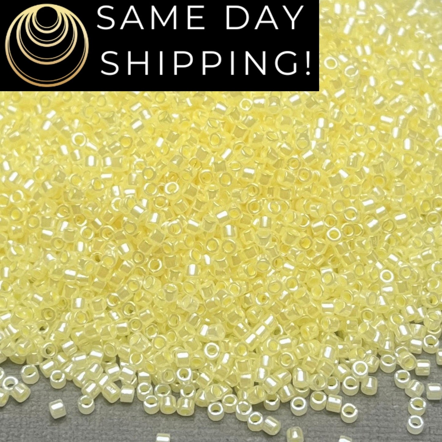 DB0232 SAME DAY SHIPPING! 1 Gram-20 Grams Miyuki 11/0 Delica Beads Lined Crystal Pale Yellow Luster DB232 -Free Container!